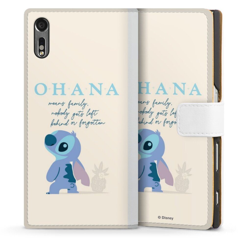 DeinDesign Handyhülle Lilo & Stitch Offizielles Lizenzprodukt Disney Ohana Stitch, Sony Xperia XZ Hülle Handy Flip Case Wallet Cover Handytasche Leder