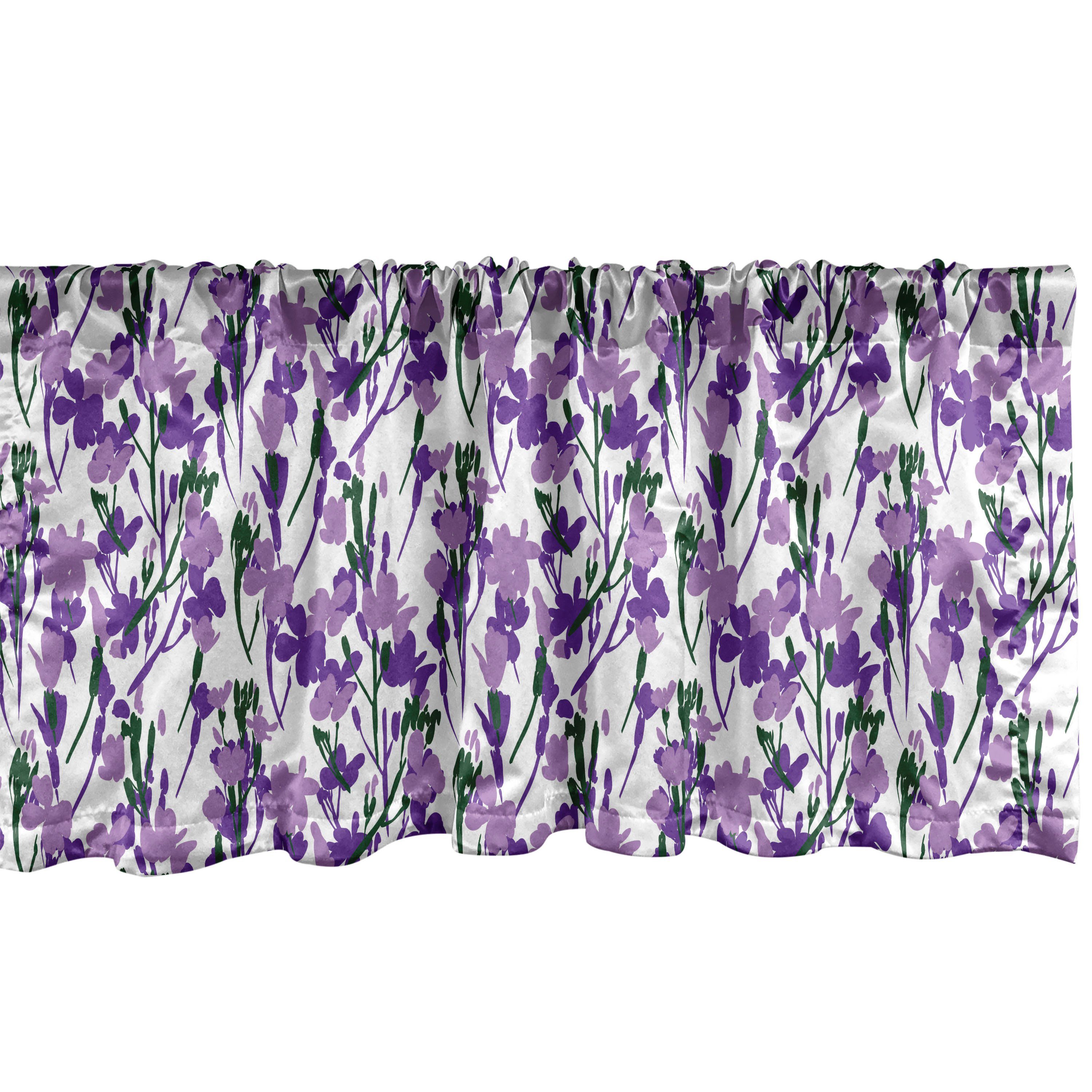 Scheibengardine Vorhang Volant Dekor Frühlings-Blumen-Blüten Stangentasche, für Wilde Abakuhaus, Blumen Küche Schlafzimmer Microfaser, mit