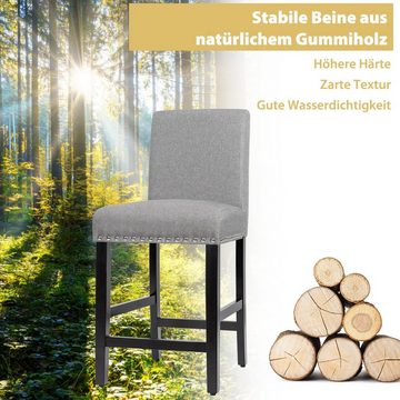 COSTWAY Esszimmerstuhl, 2er Set, Barhocker gepolstert, mit Lehne, Holz, 150kg