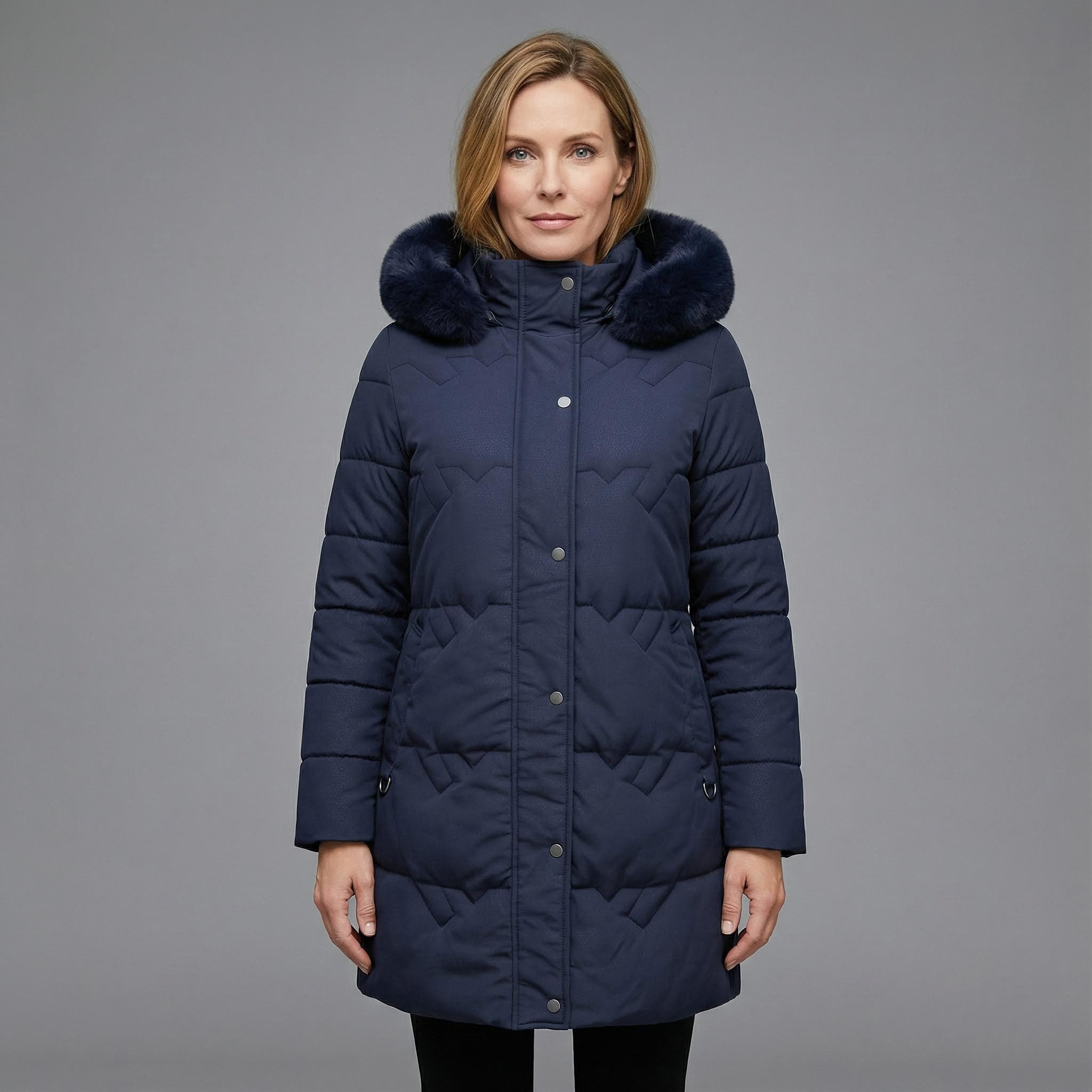 OriginalYou Steppjacke Damen Kurzmantel mit Kunstfell Steppjacke in großen Größen erhältlich, Kunstfellkapuze
