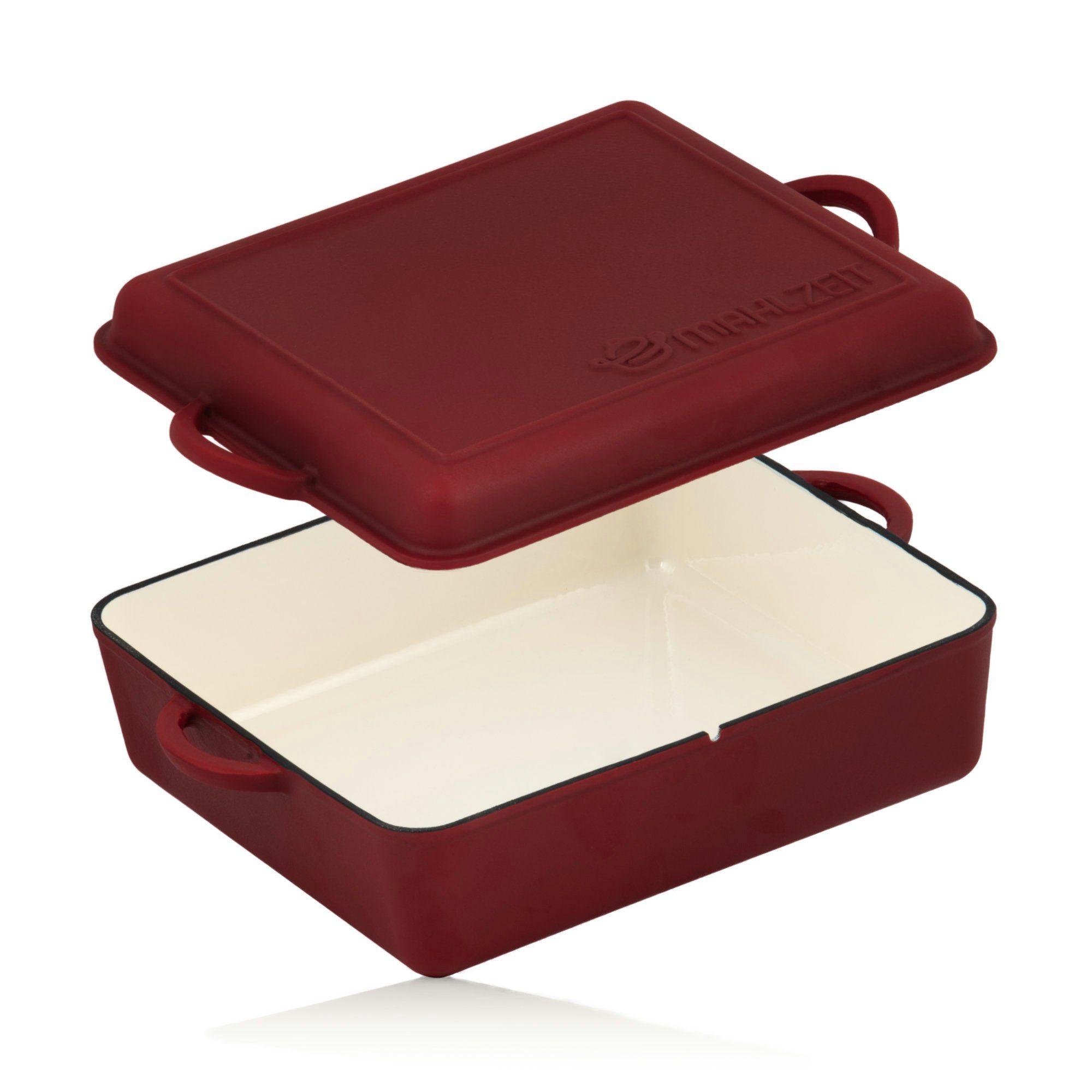 Mahlzeit Bräter Gusseisen emailliert, 10,5 L, Raue Oberfläche, Dark Cherry, Gusseisen