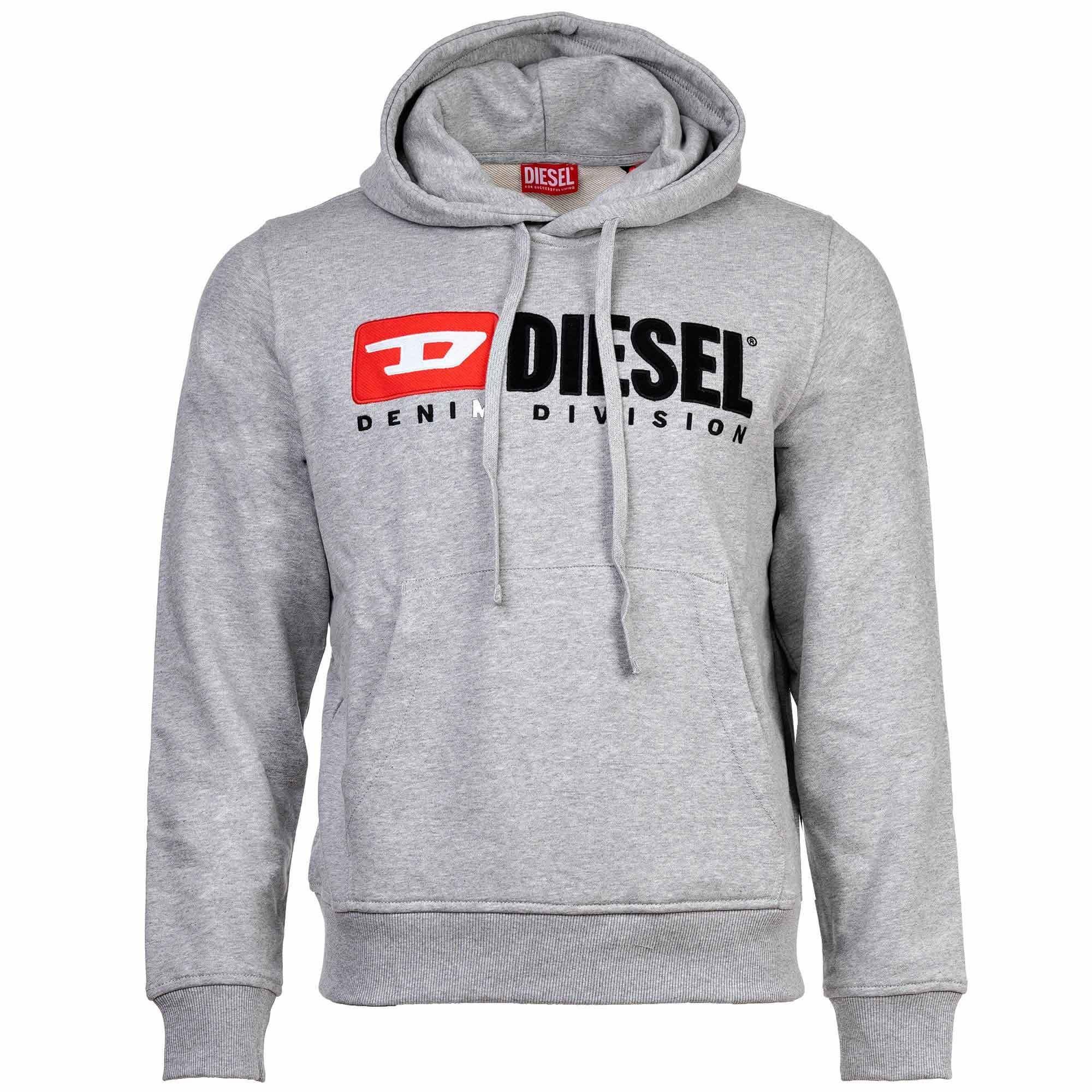 Herren Grau Hoodie Sweatshirt Diesel Kapuzenpullover S-GINN - HOOD-DIV,