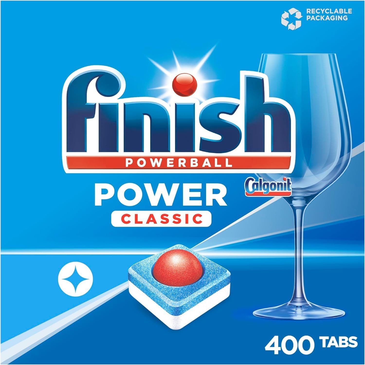 FINISH Power Classic Spülmaschinentabs (Maxi Pack, [5-St. phosphatfrei – Geschirrspültabs für die Basis-Reinigung des Geschirrs (5 x 80 Stück)