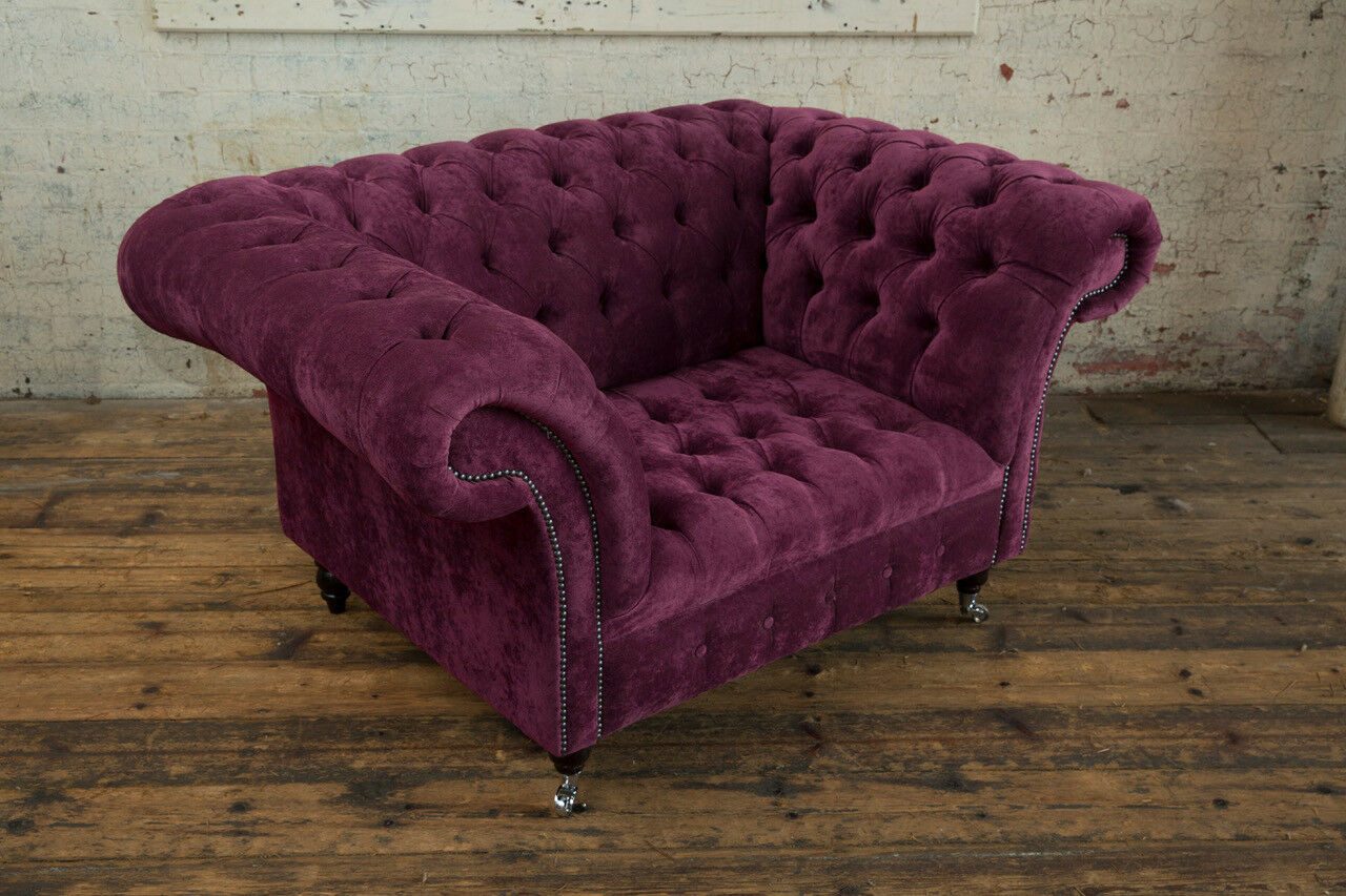 Xlmoebel Chesterfield-Sessel Bordeauxrotes Chesterfield Sofa aus hochwertigem Textil (1-St., Sofa 1,5 Sitzer), Hergestellt in Europa