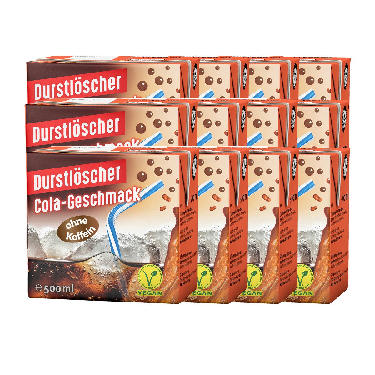 DURSTLOESCHER Softgetränk, Durstlöscher Cola aromatischer Drink koffeinfrei 500ml 12er Pack