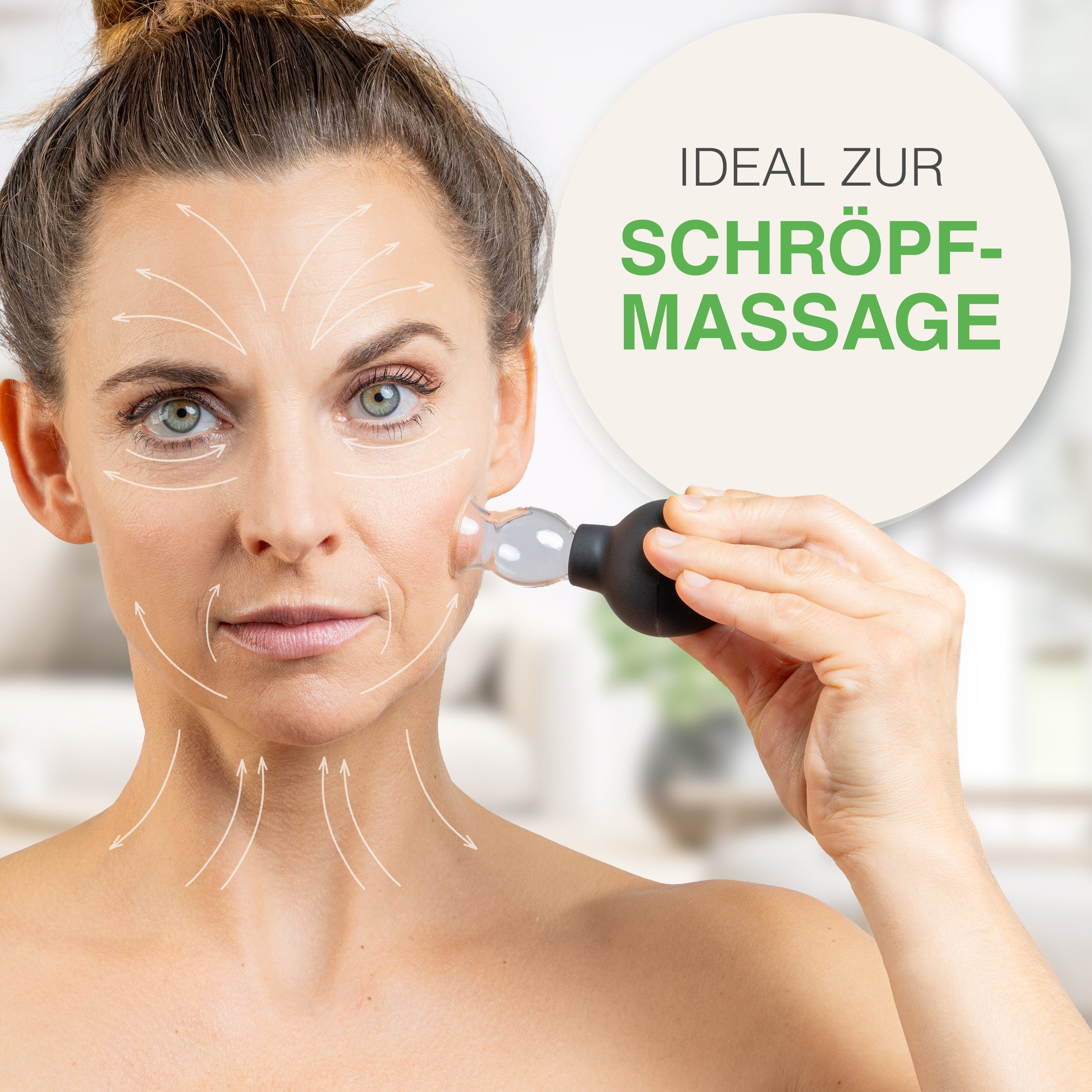 BACKLAxx® Vakuum-Massager Schröpfgläser Set aus Echtglas mit Silikon Saugball, 7-teiliges Set, inkl. 5x Glocken, 1x Faszienschaber, 1x Mikrofasertuch, vielseiti – Bild 5 von 5