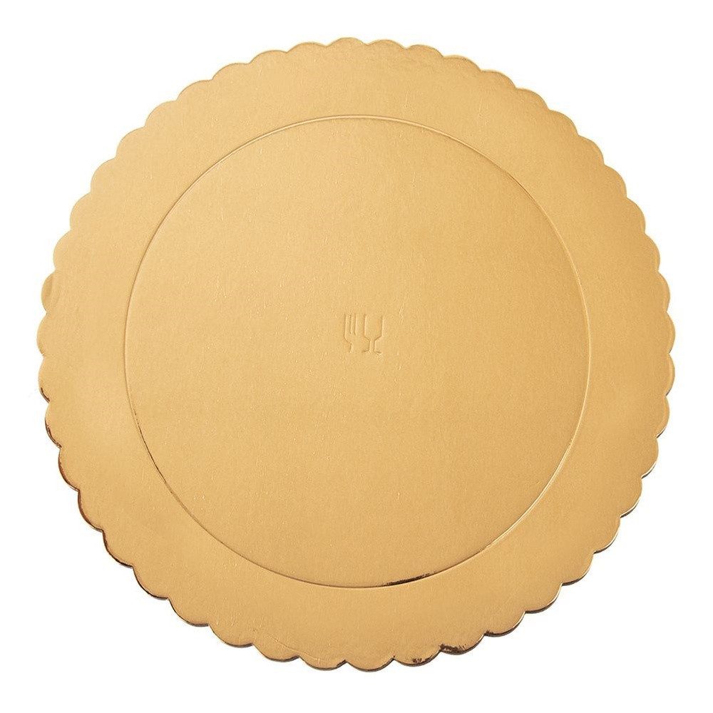 Orion Group Tortenplatte 26 cm rund mit gewelltem Rand gold, Pappe, (1-tlg), glänzend, gewellter Rand, dekorativ