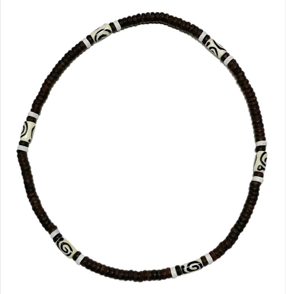 Westernlifestyle Kette ohne Anhänger Tribal Coconut S Heishi Halskette mit Tribal Perlen Stretch