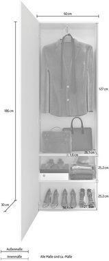 INOSIGN Garderobenschrank Vittoria mit Spiegel und Siebdruck Breite 60 cm, Höhe 186 cm