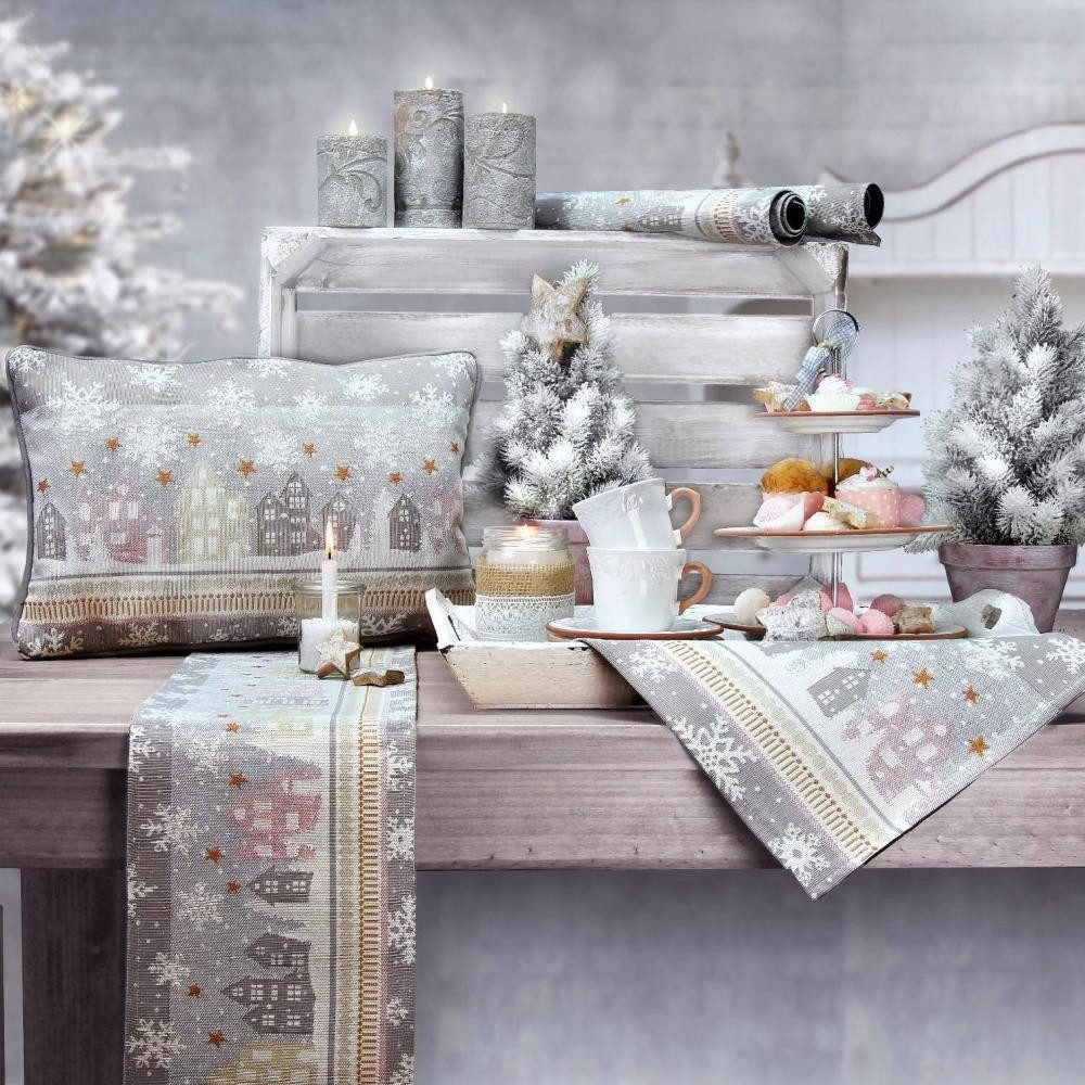 sander table + home Tischläufer Winter Lights in der Farbe Rosa 32 x 96 cm