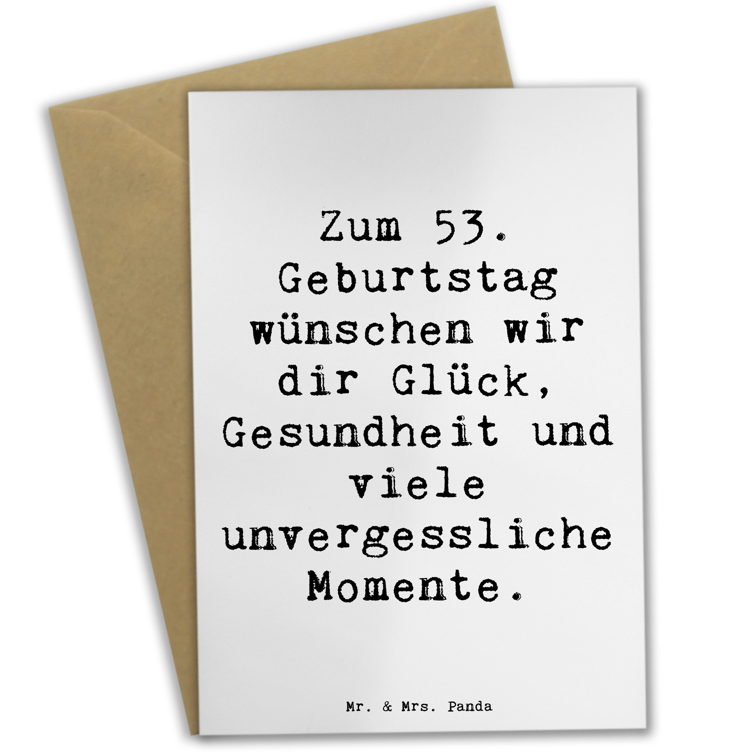 Mr. & Mrs. Panda Grußkarte Spruch 53. Geburtstag Glück Meeresbrise