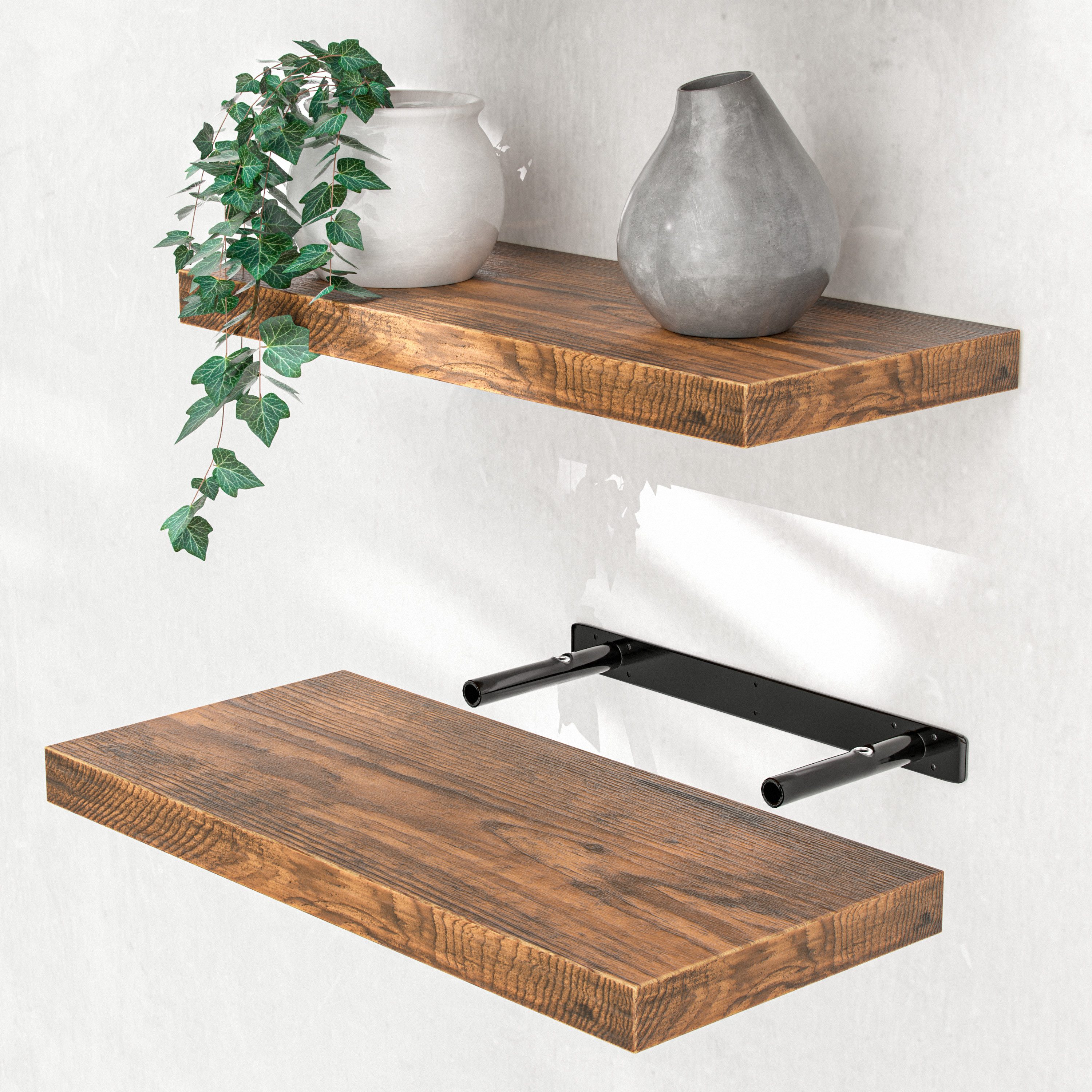 Casaria Wandboard, Dunkle Eiche Hängeregal mit Halterung 15kg Tragkraft Woh günstig online kaufen