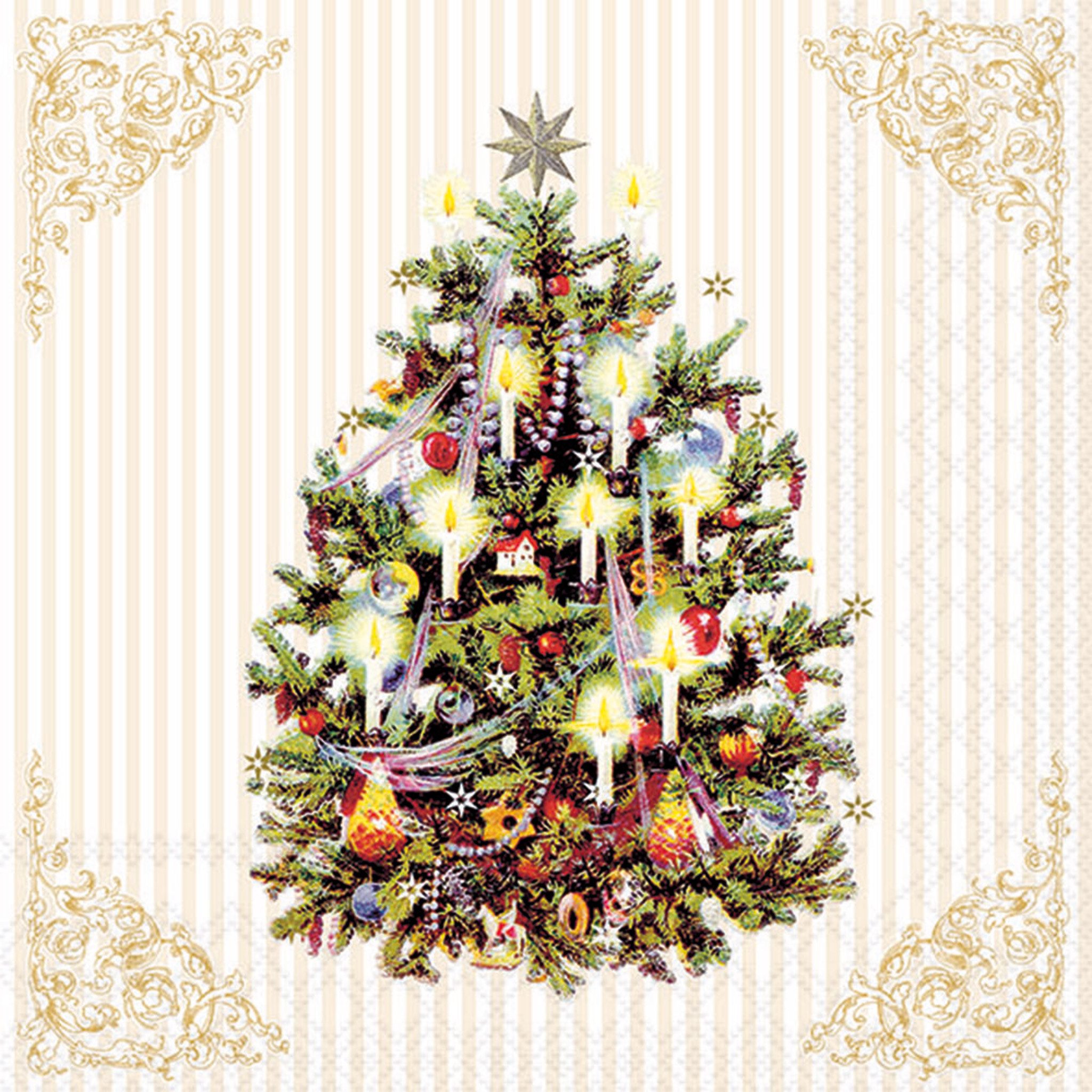 Ambiente Luxury Paper Products Papierserviette, Servietten Papier 33x33cm 3-lagig mit Weihnachtsbaum Motiv 20 Stück
