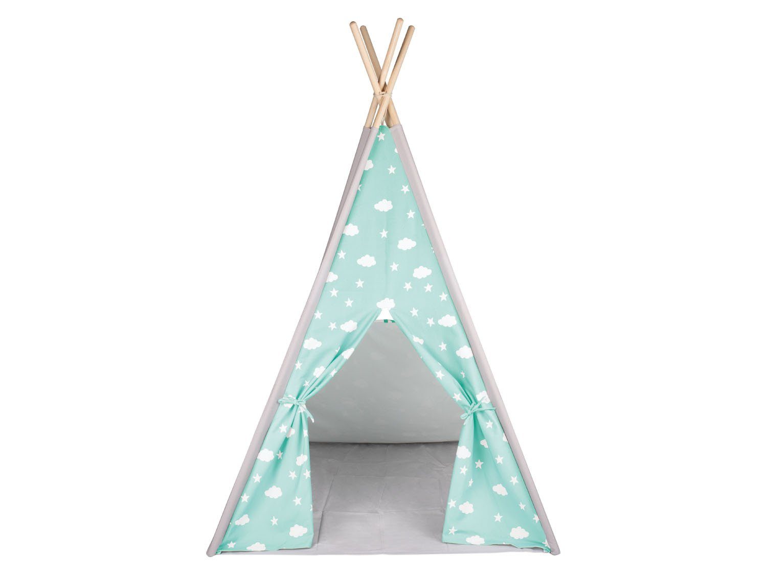 Playtive Spielzelt Kinder Tipi Zelt blau Jungs Kinderzelt ab 11/2 Jahre max. 50 kg massives Kiefernholz, strapazierfähige Baumwolle, einfacher Aufbau