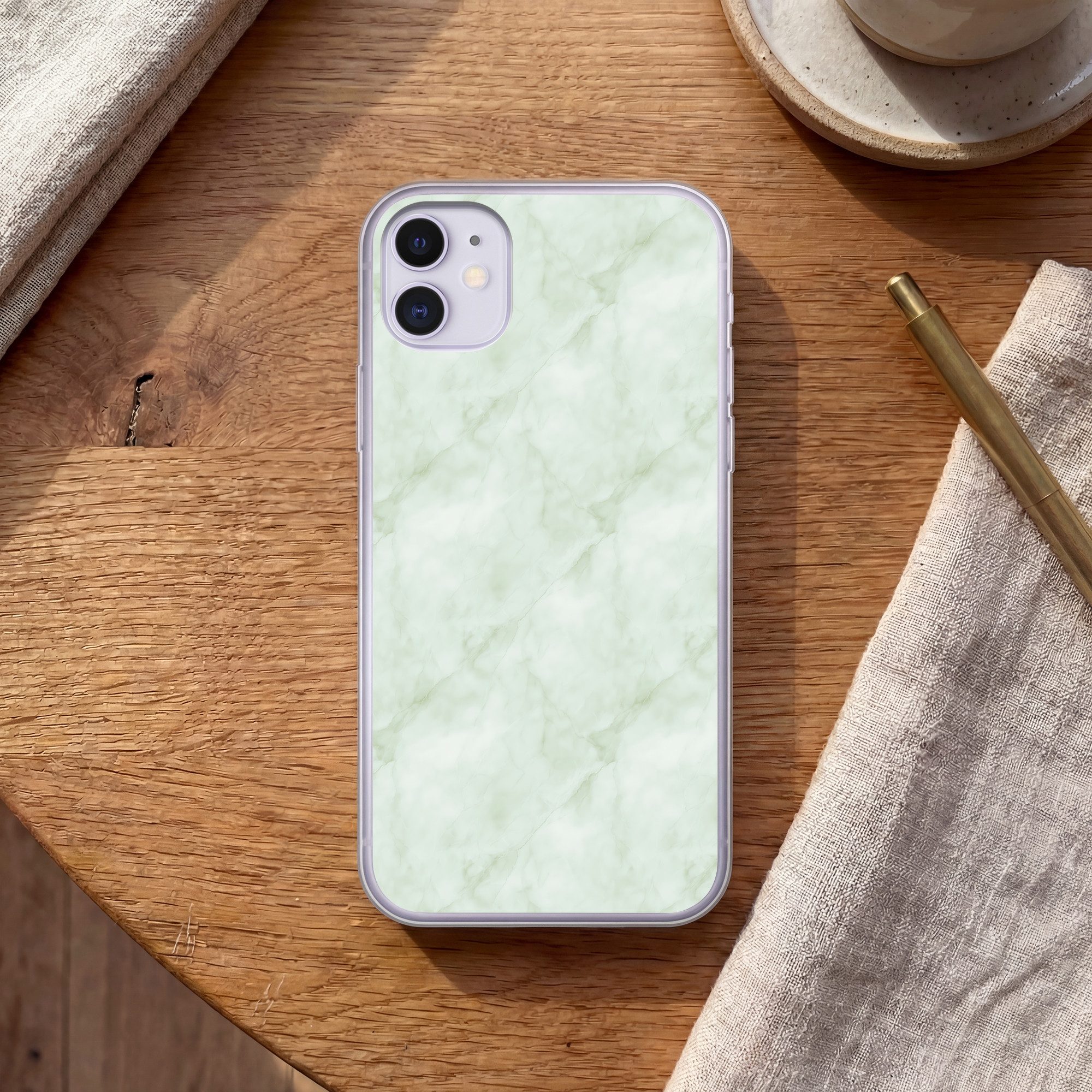 MuchoWow Handyhülle für Apple iPhone 11 Grün - Marmor - Fließende Adern, Smartphone-Bumper, Print, Handy Schutzhülle Dünn