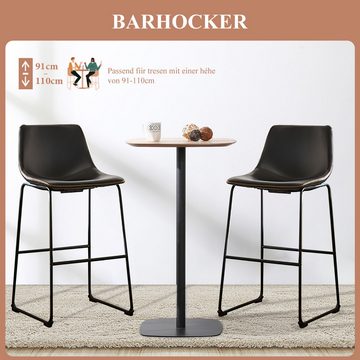 JOEAIS Barhocker 2er 100cm BarChair Küchenstühle Barstühle PU Leder mit Rückenlehne, Rückenlehne für Küche, Wohnzimmer, Bar, einfache Montage Metall