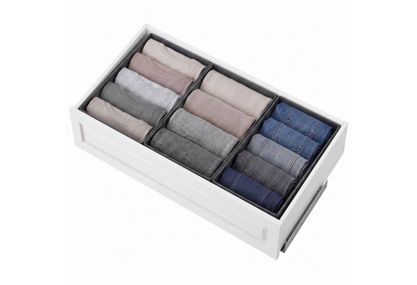 Sekey Aufbewahrungsbox Schubladen Organizer aus Vliesstoff – faltbare Aufbewahrungsboxen, 3er-Set, 1 × 19 × 51 × 11 cm + 2 × 22 × 51 × 11 cm für PAX 75