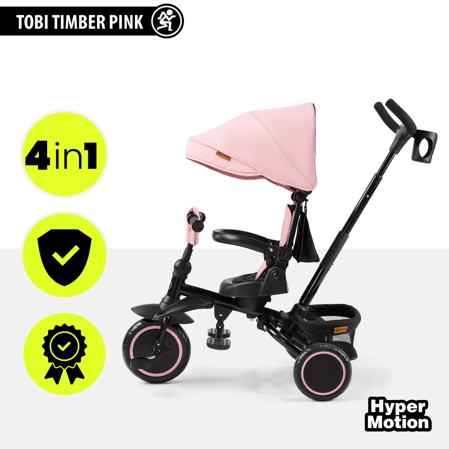 HyperMotion Kinderfahrrad HyperMotion Tobi Timber Dreirad rosa, klappbar, ab 1 Jahr, 0 Gang – Bild 2 von 5