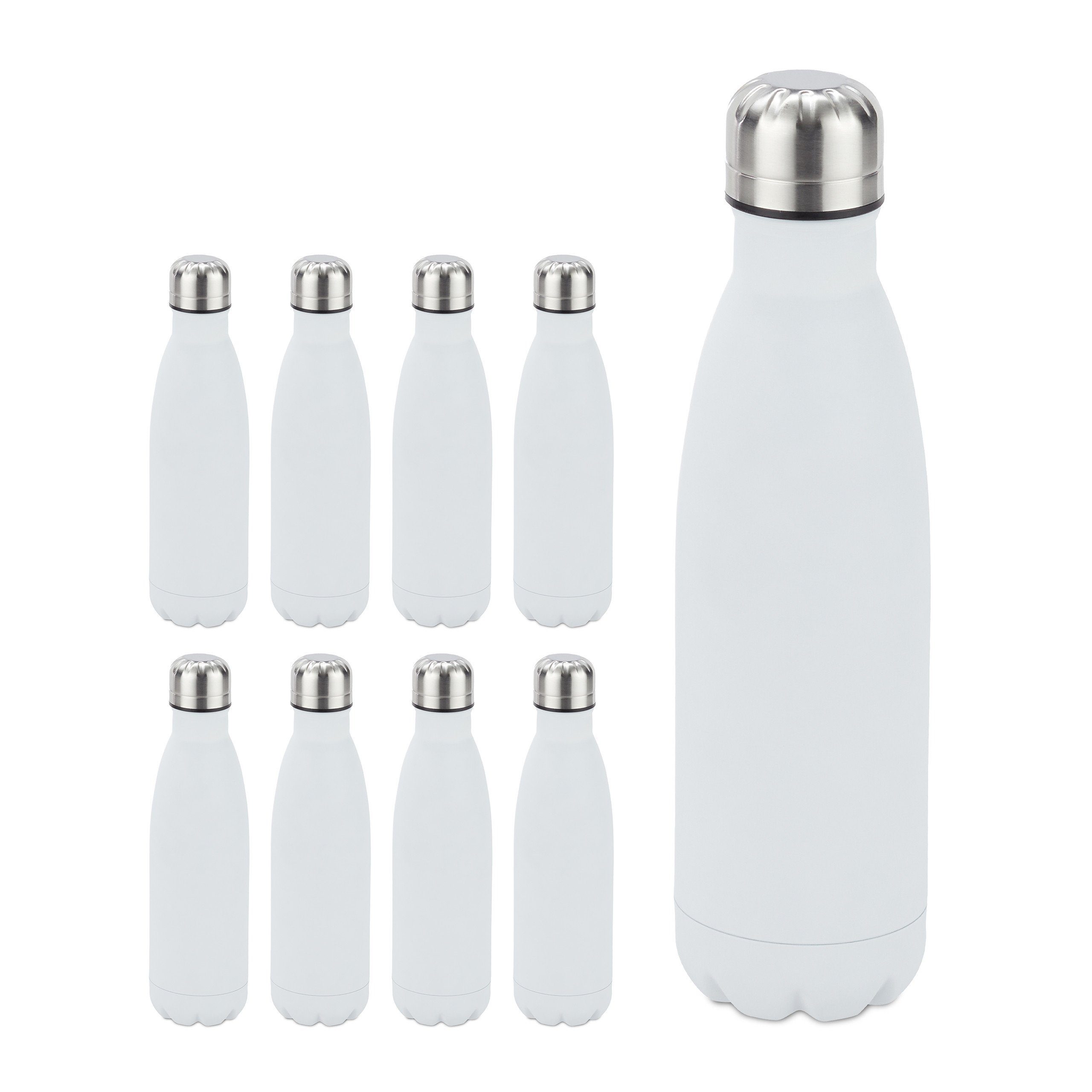 Isolierflasche 9 x Trinkflasche Edelstahl weiß