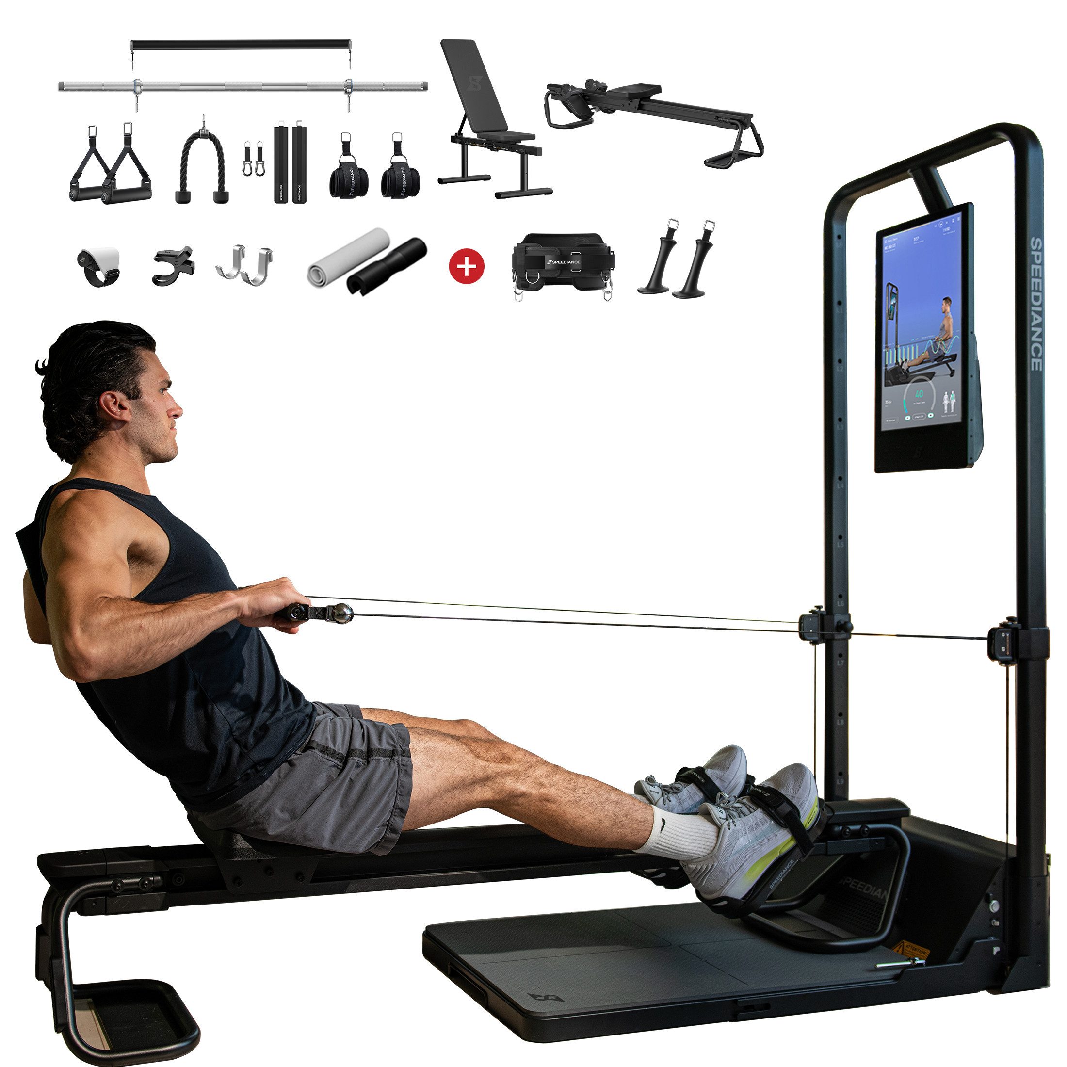SPEEDIANCE Kraftstation Smarte KI-gesteuerte Multi-Funktionale Smith-Maschine für Ganzkörper, (mit Digitalem Gewichtssystem, Squat Rack und Trainingsstation), All-in-One Fitnessgerät, Gym Monster 2S