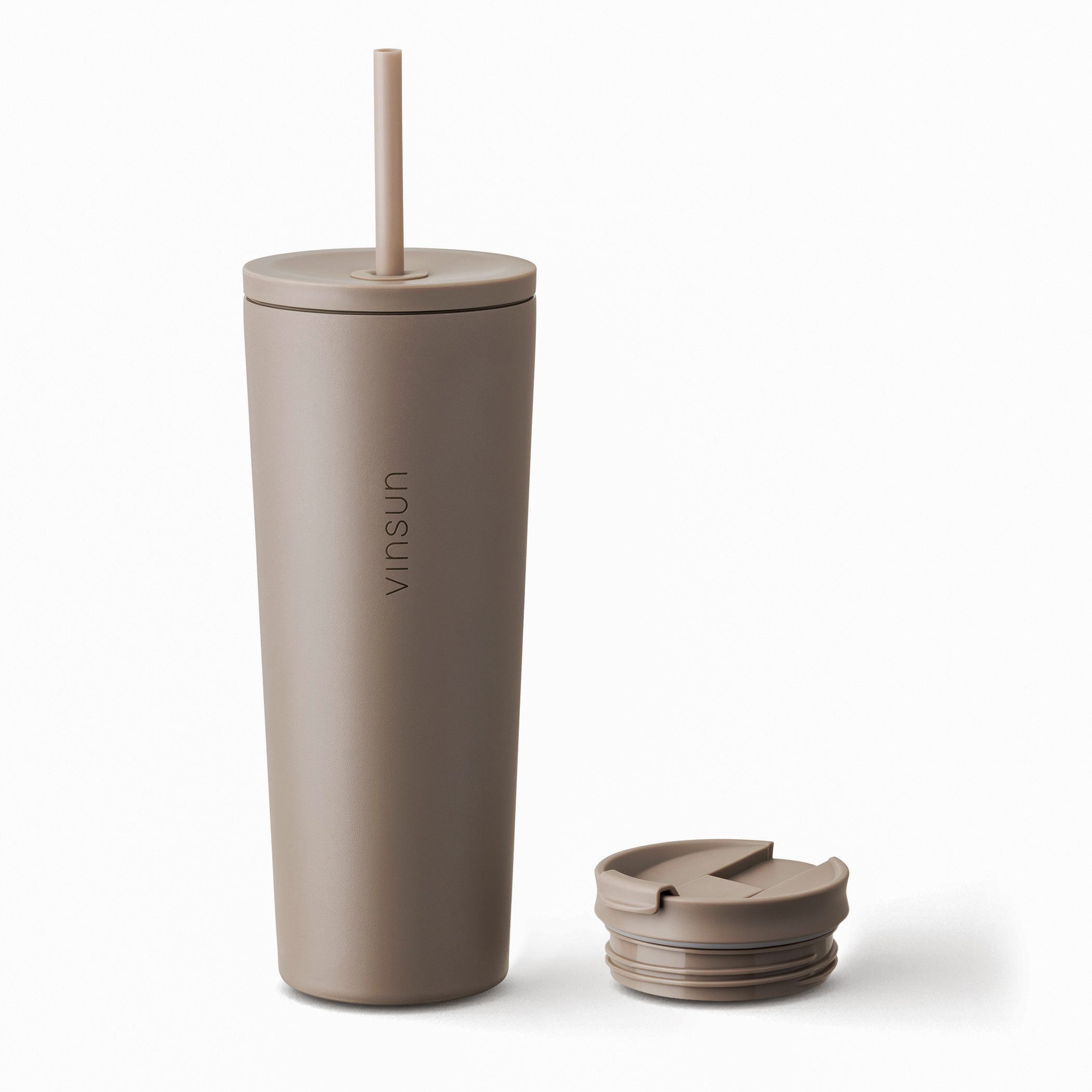 Vinsun Thermobecher Edelstahl Becher mit Strohhalm 720ml - Isolierbecher auslaufsicher, 4-tlg., Edelstahl, Doppelwandig isoliert, BPA frei, bruchfest, Kalt- und Heißgetränke