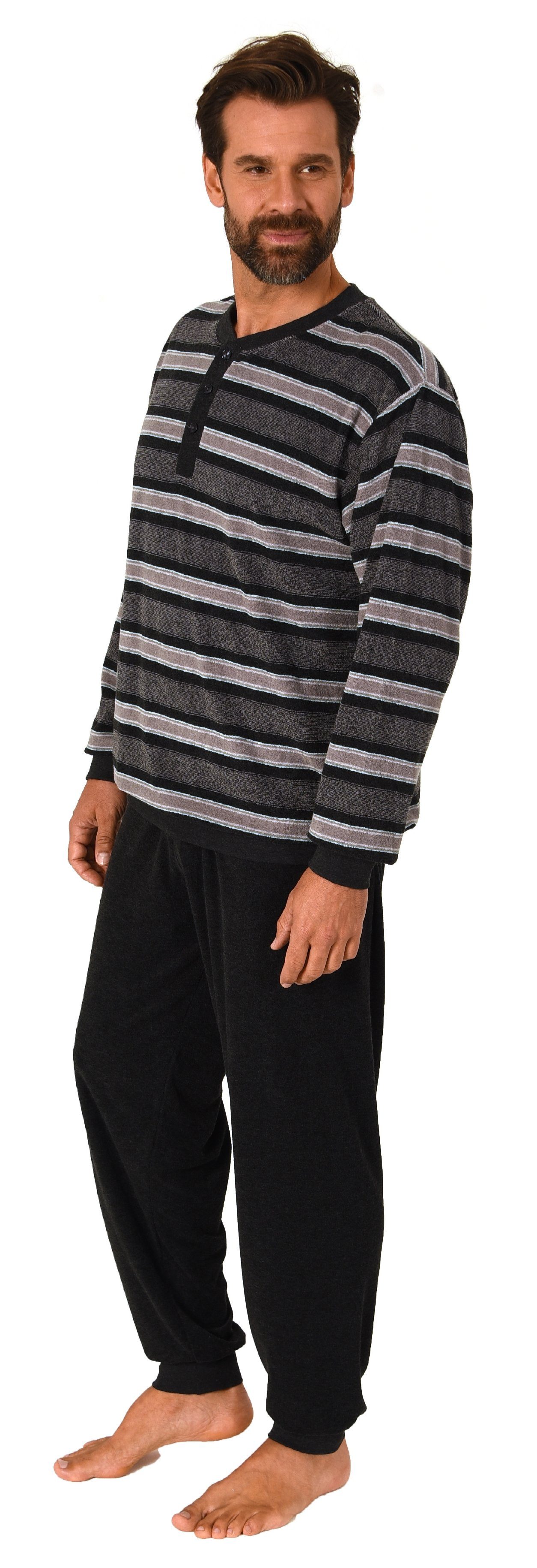 Normann Pyjama Normann Herren Frottee Schlafanzug langarm mit Bündchen günstig online kaufen