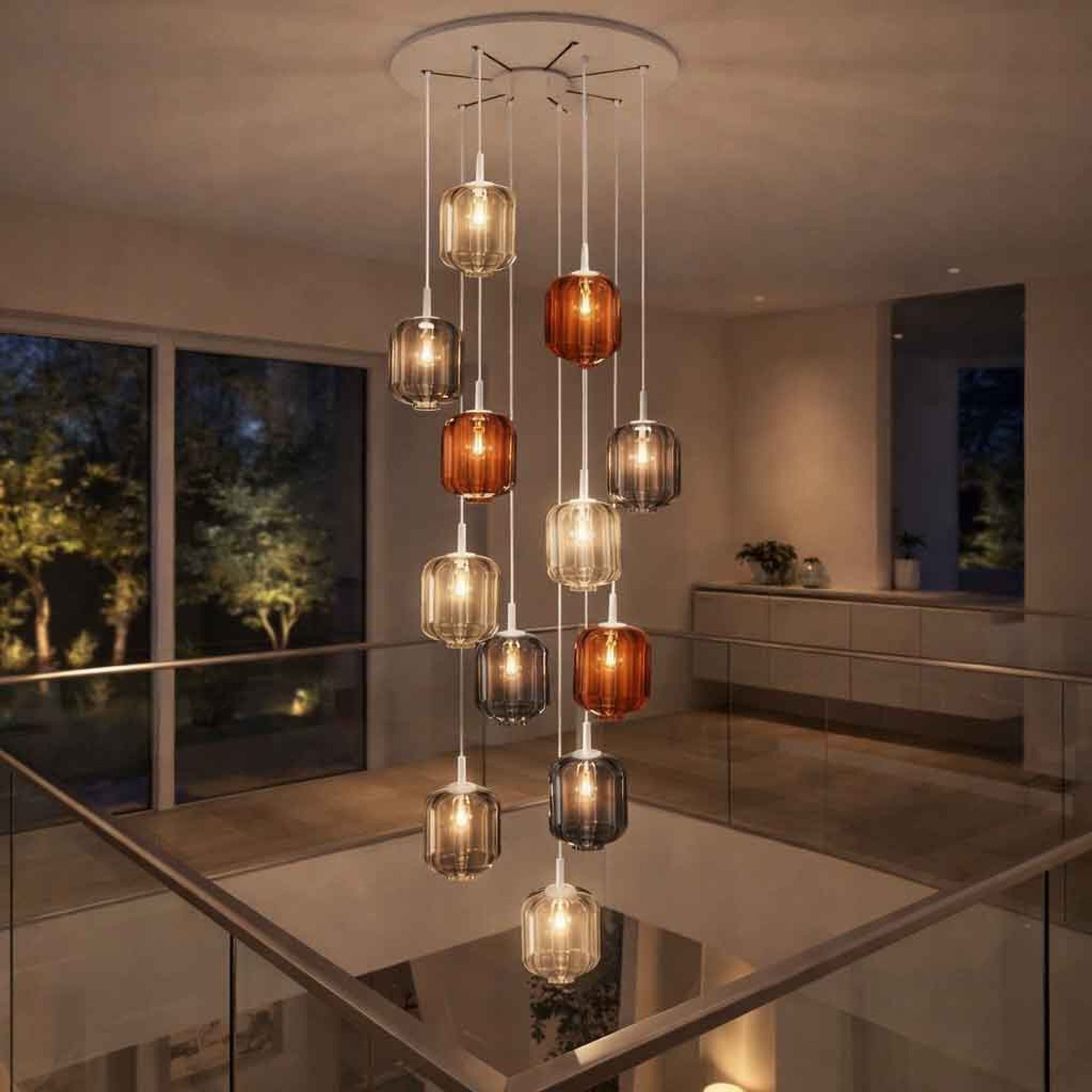 s.luce Pendelleuchte Velo Galerieleuchte 12-flg Ø 80cm Baldachin Ø 25cm Mehrfarbig