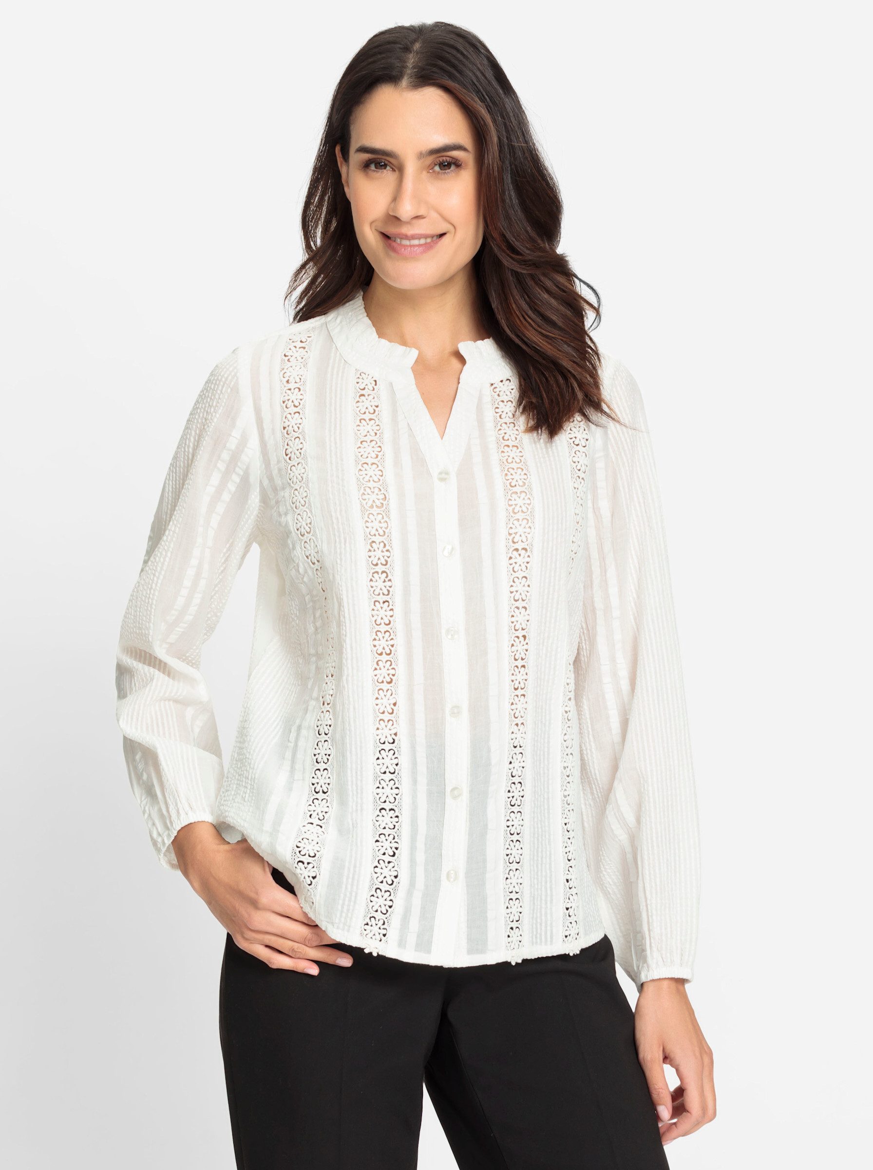 Klassische Bluse Spitzenbluse