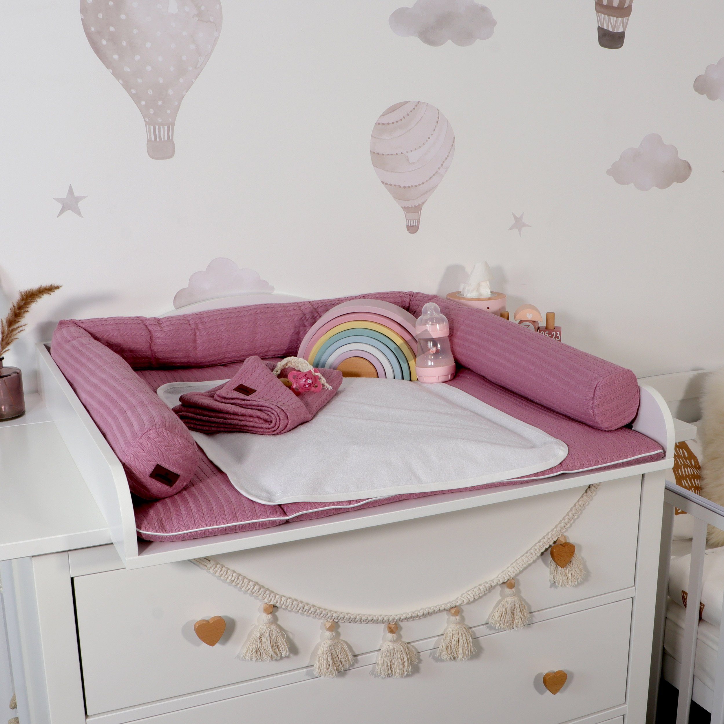 Puckdaddy GmbH Nestchenschlange Aurora (208cm), Wickelumrandung in Altrosa