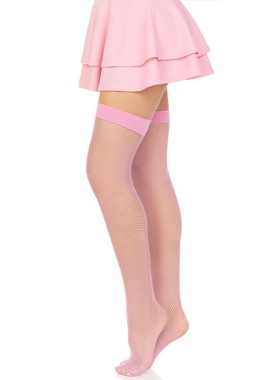 Leg Avenue Strapsstrümpfe Straps-Strümpfe aus Netz - rosa (1-Paar) transparent