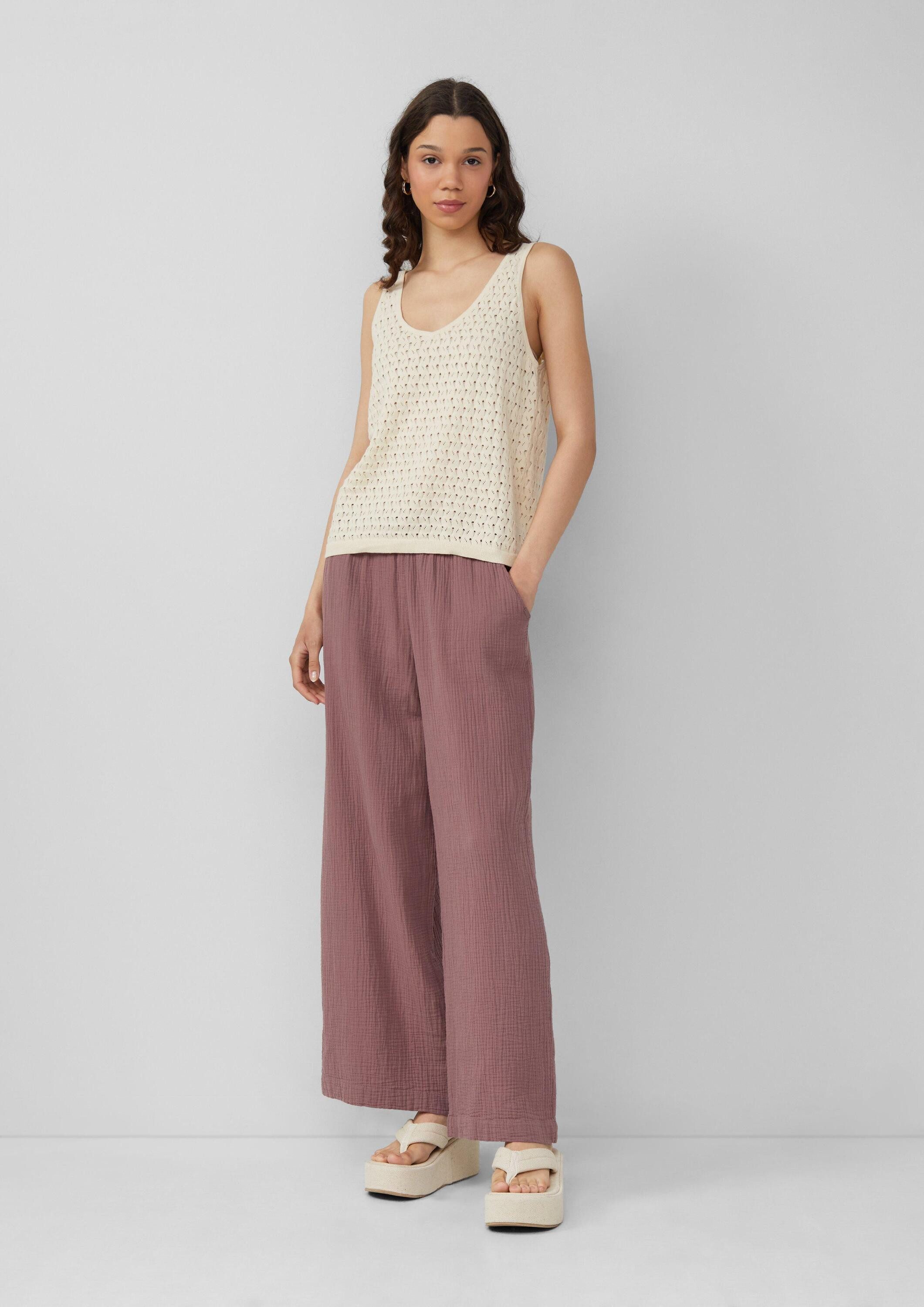 QS Chinos Hose Musselin-Hose mit weitem günstig online kaufen