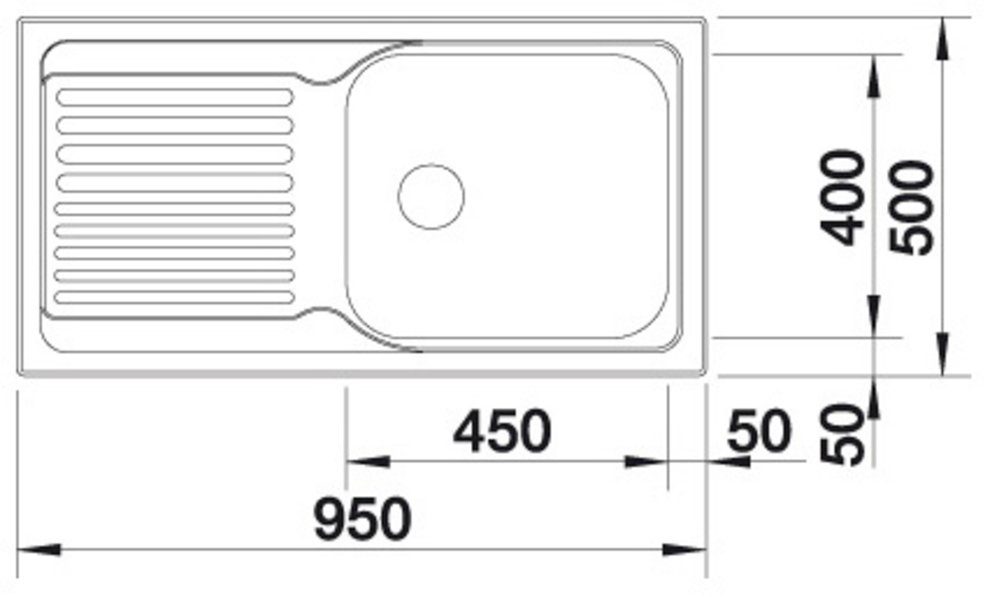 Blanco Edelstahlspüle TIPO XL Einbau (1 cm, S, geeignet St), 50/95 6 zum wechselseitigen eckig