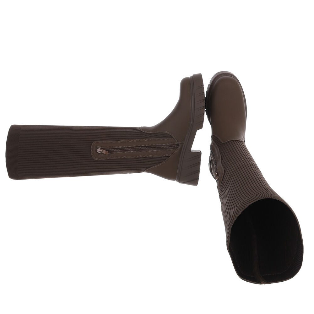 Ital-Design Kniehohe Damenstiefel mit strukturiertem Schaft günstig online kaufen