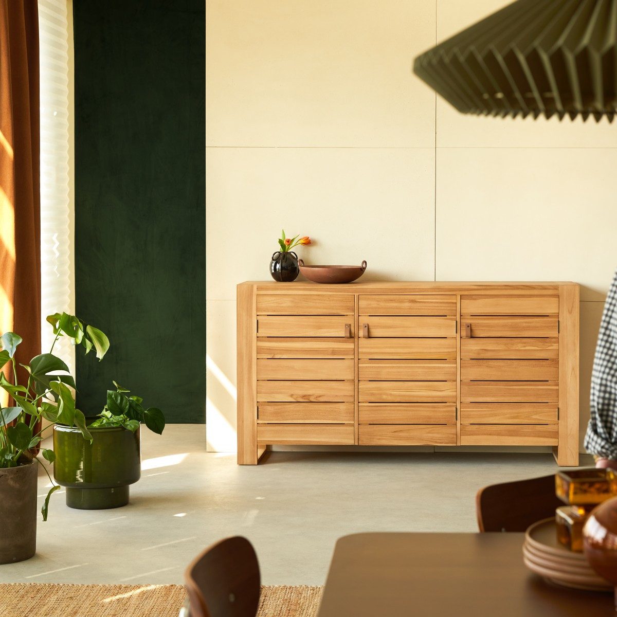 Tikamoon Sideboard Buffet Anrichte Schrank Teakholz massives helles Holz 170 Minimalys Ne