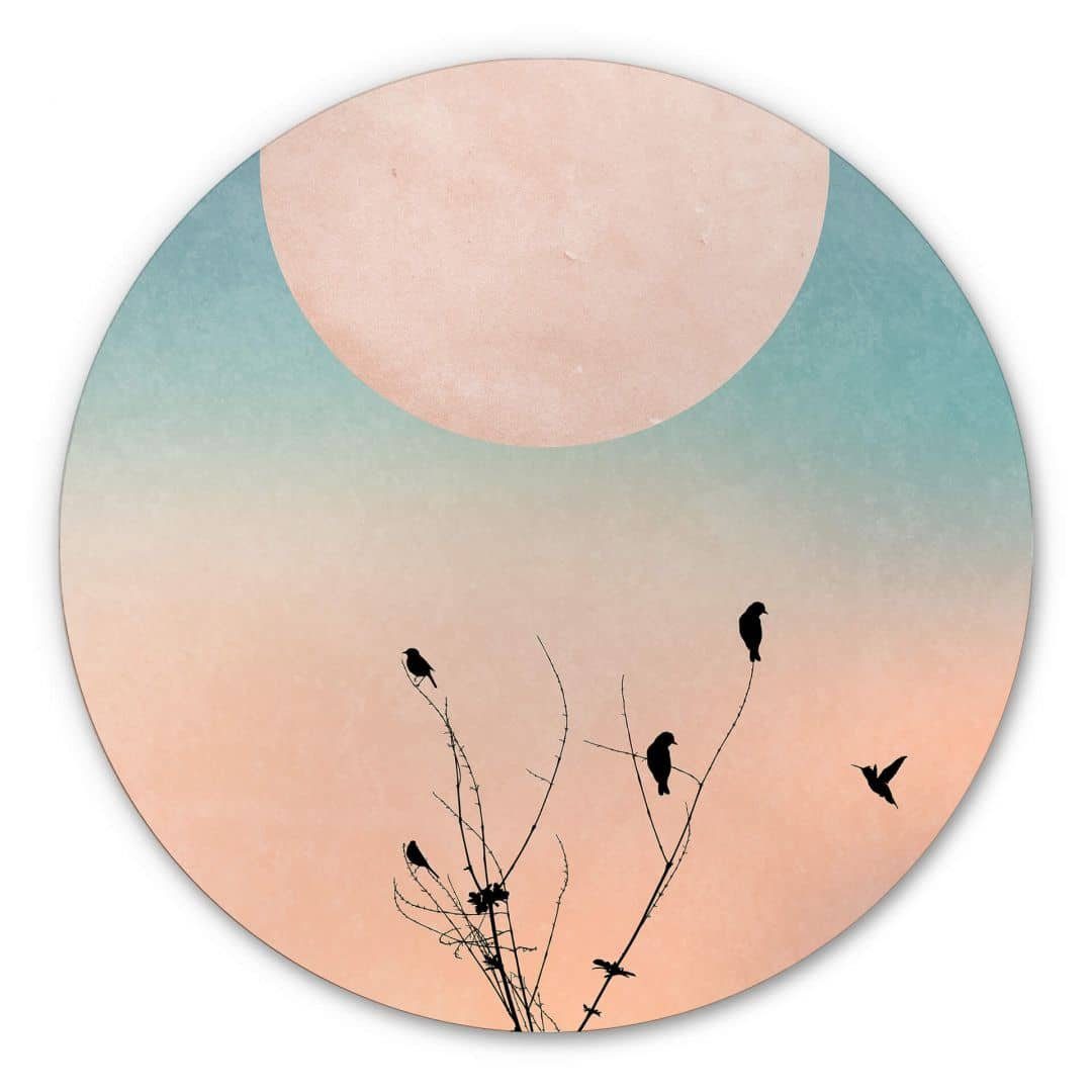K&L Wall Art Alu-Dibond-Druck Natur Metallbild Dschungel Wandbild aus Metall Wanddeko Kubistika, Rundes Vintage Metallposter aus Alu-Dibond, Wohnzimmer und Balkon Wandbild Metallschild inkl. Wandhalterung