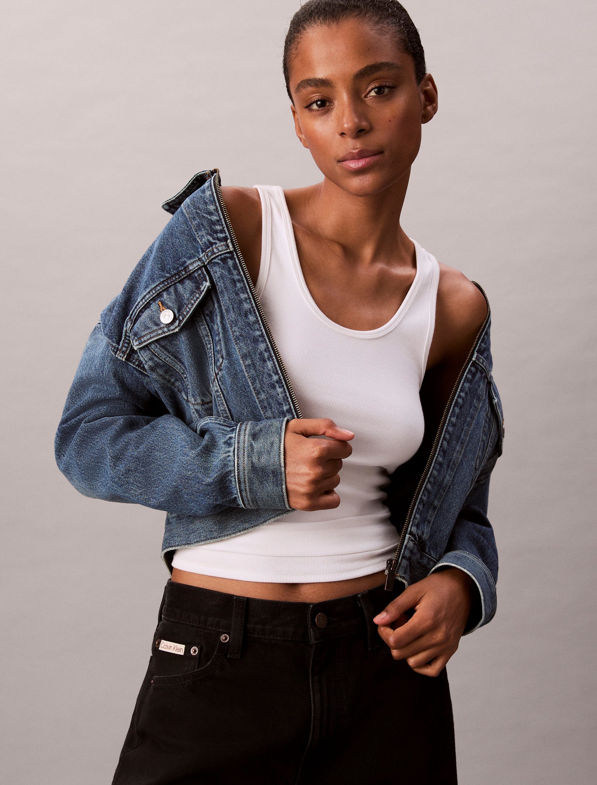 Calvin Klein Jeans Jeansjacke DENIM CROPPED JACKET Mit Rndhalsausschnitt, r günstig online kaufen