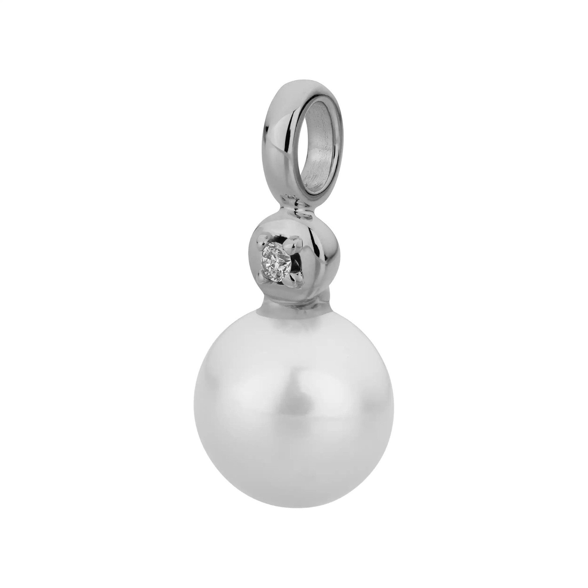 LYOMI Kettenanhänger 585/- Weißgold Perle bouton 1 synth. Diam. 0,02ct.