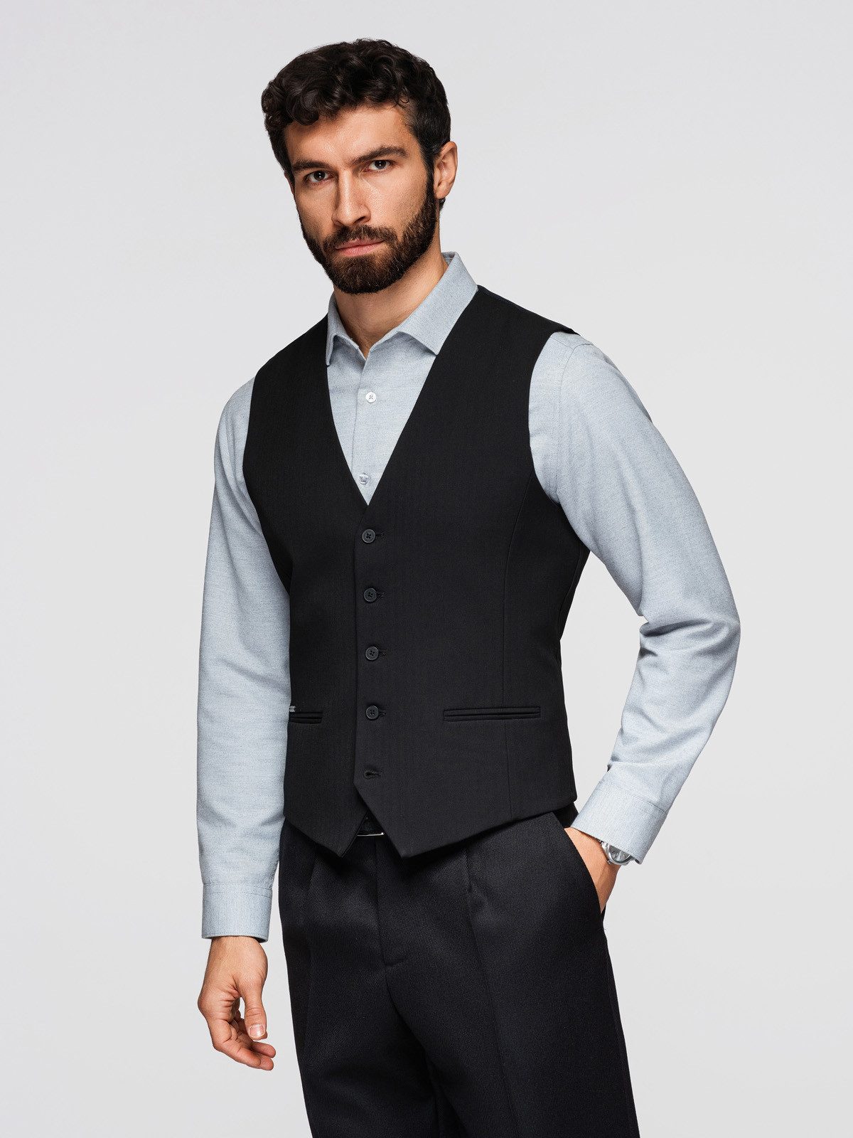 Anzugweste Herren Anzugweste Slim Fit Elegant mit verstellbarem Rücken Schwarz L