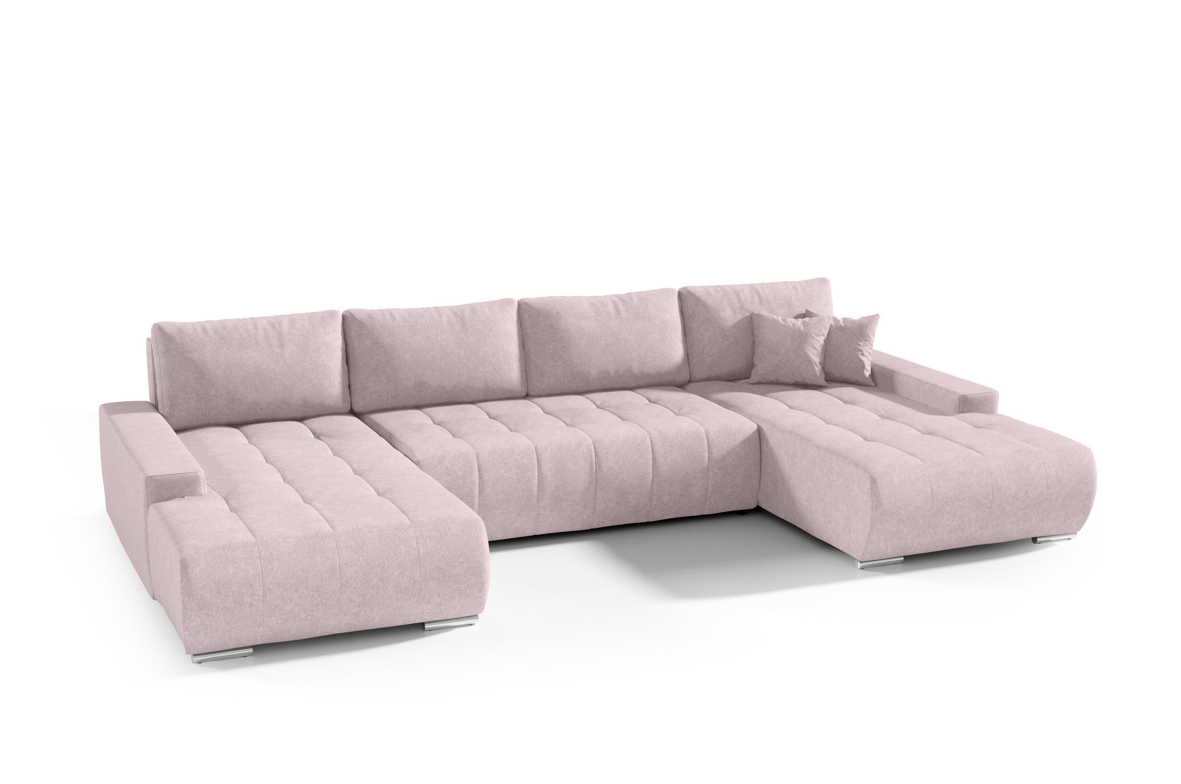 Compleo Ecksofa mit Schlaffunktion aus Velourstoff günstig online kaufen