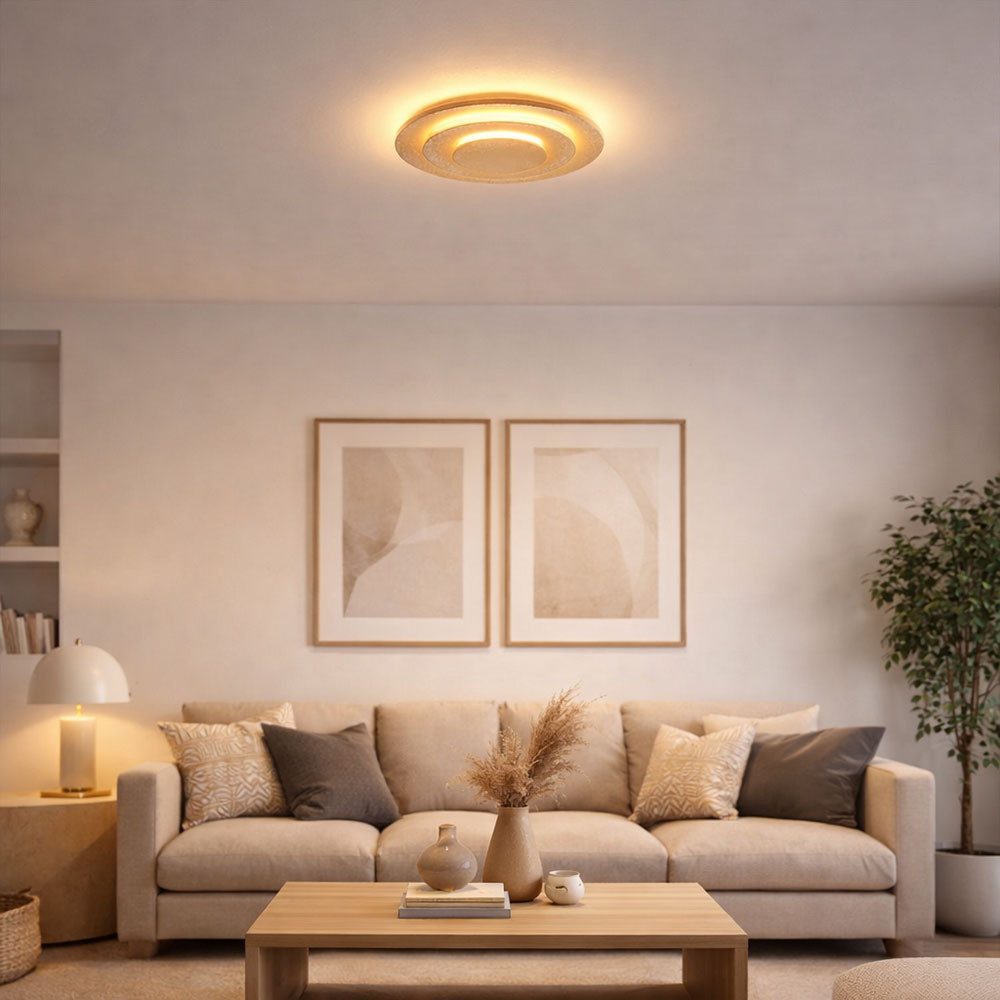 GLOBO LIGHTING LED Deckenleuchte, LED-Leuchtmittel fest verbaut, Warmweiß, Deckenlampe Deckenleuchte Wohnzimmerlampe gold LED Schlafzimmerlampe D