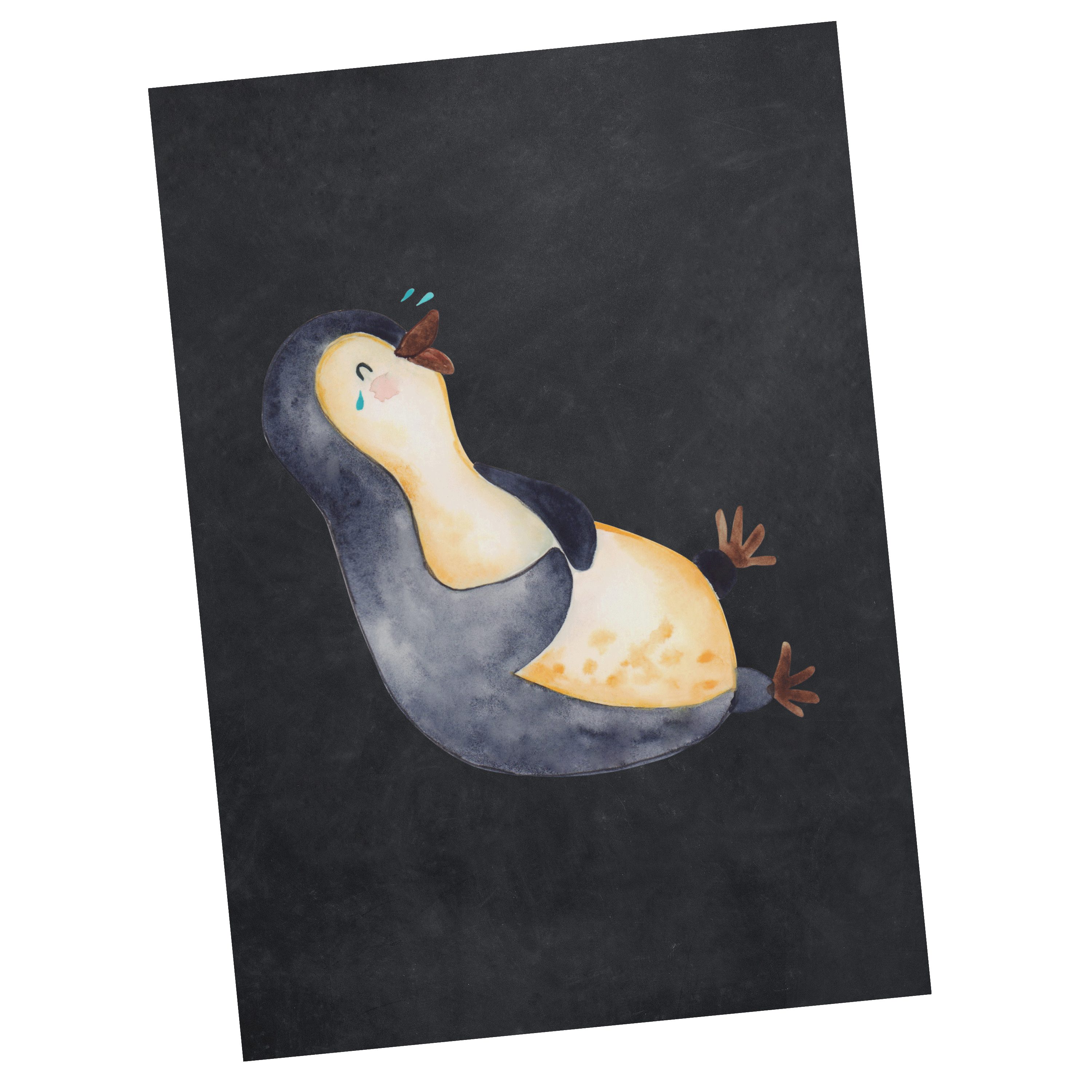 Mr. & Mrs. Panda Postkarte Pinguin lachend - Kreidetafel - Geschenk, lustiger Spruch, Einladungs