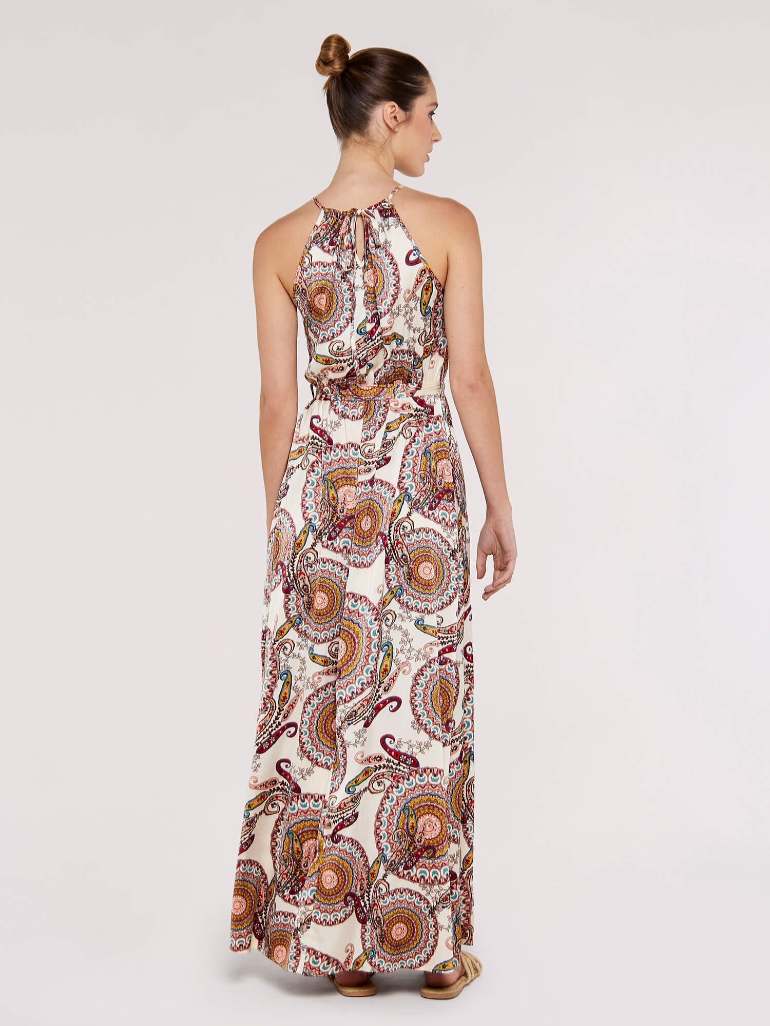 Apricot Maxikleid Paisley Neckholder Kleid mit Taillenbindeband – Bild 5 von 5