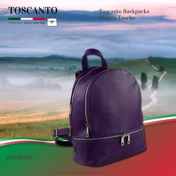 Toscanto Cityrucksack Toscanto Damen Cityrucksack Leder Tasche (Cityrucksack), Damen Cityrucksack Leder, lila, Größe ca. 32cm