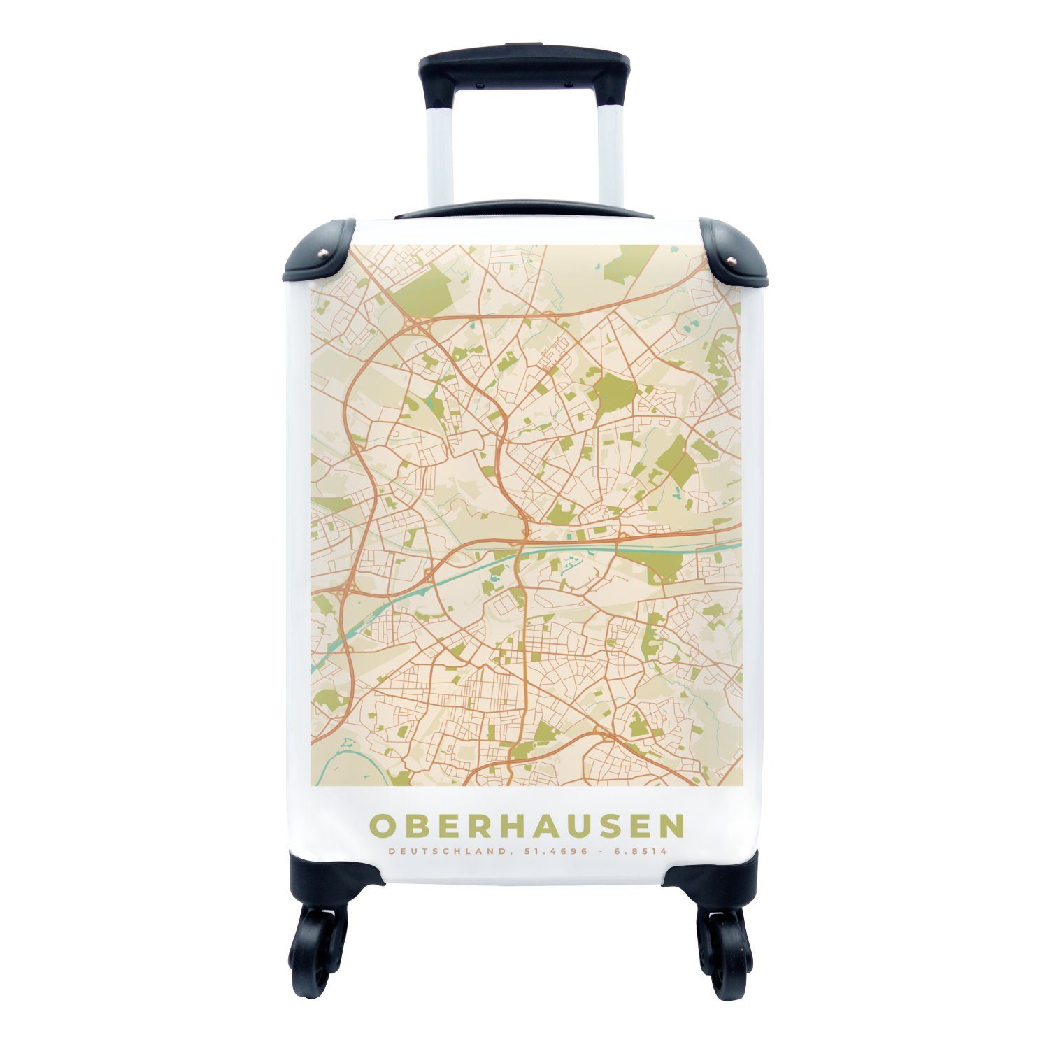 - Reisetasche Ferien, für Oberhausen - Reisekoffer Vintage, rollen, Stadtplan Stadtplan mit Handgepäckkoffer 4 Trolley, Handgepäck Rollen, - MuchoWow