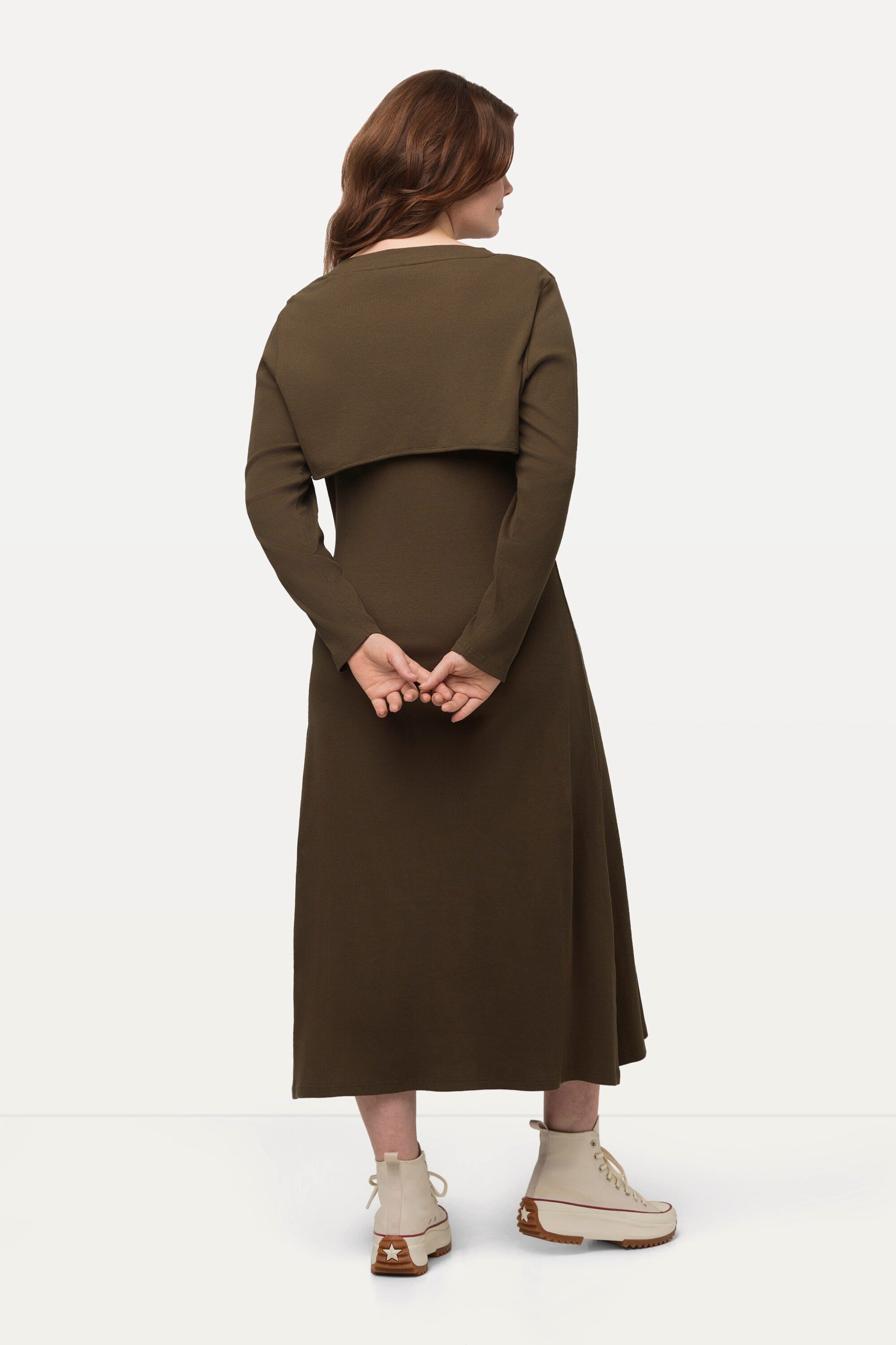 Ulla Popken Jerseykleid Midikleid Bolero-Shirt Carree-Ausschnitt