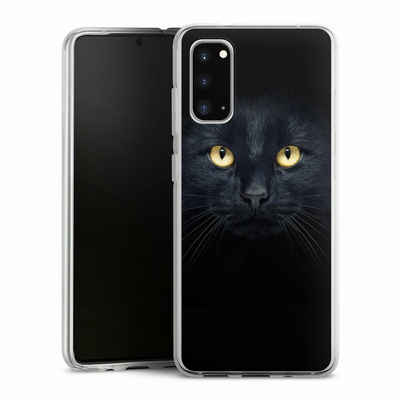 DeinDesign Handyhülle Katze Auge schwarz Tom Cat, Samsung Galaxy S20 Silikon Hülle Bumper Case Handy Schutzhülle