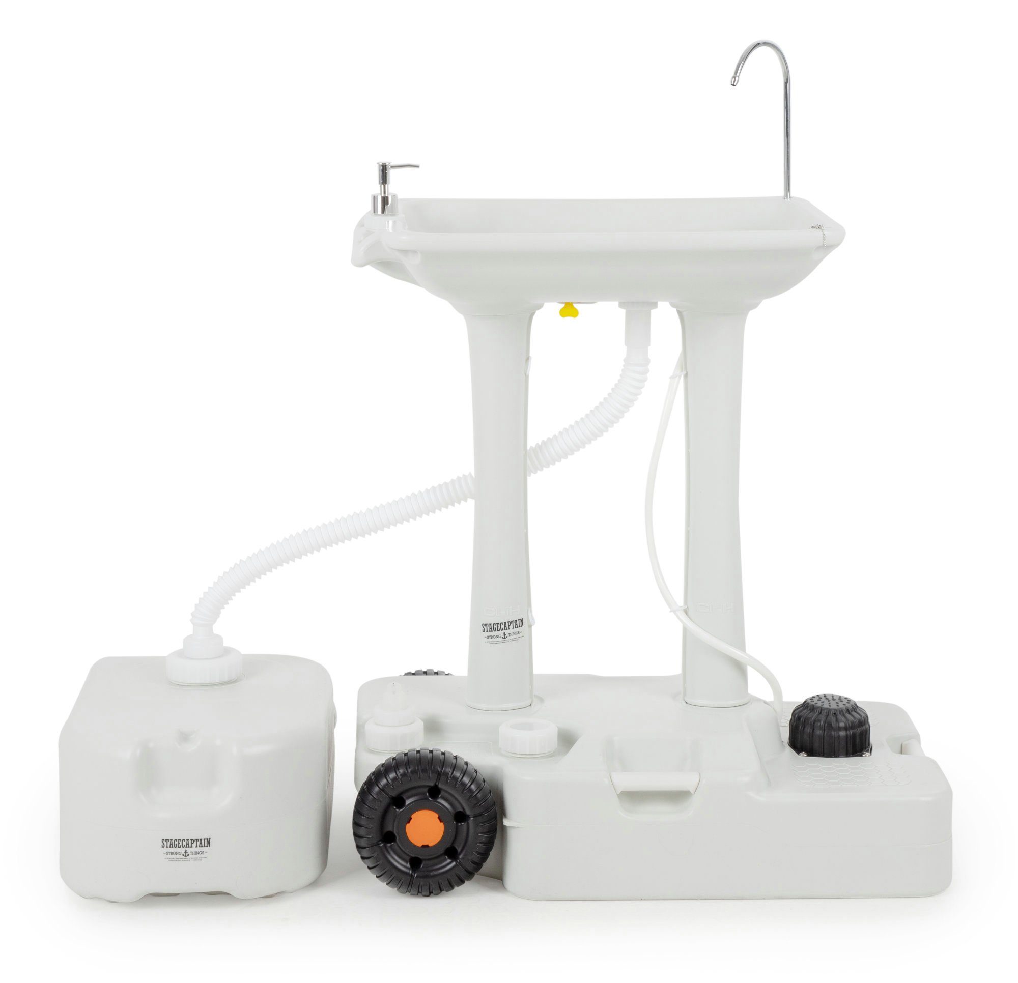 Stagecaptain Раковины PSW-30 Portables Festival Camping-Waschbecken (Deluxe Set, 2-St., inkl. Spender, Handtuchhalter und Abwasser-Kanister), Spülbecken mit 30 Liter Frischwassertank
