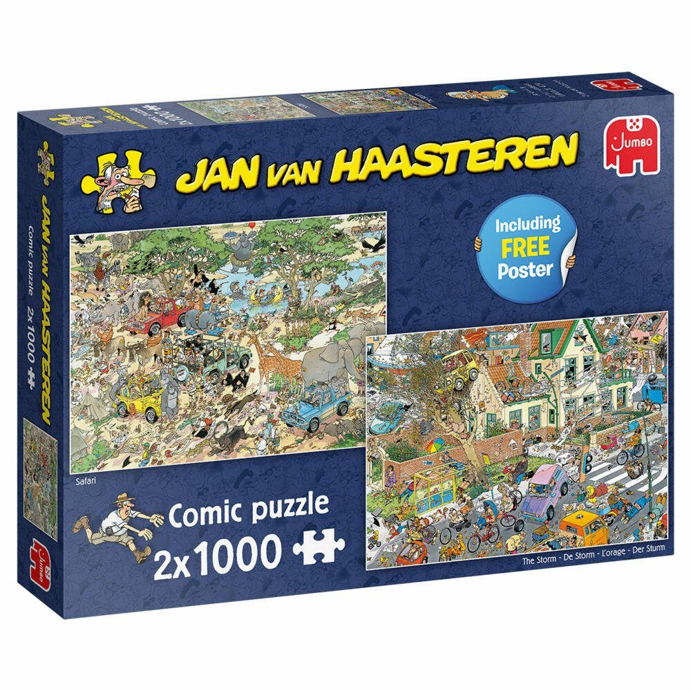 Jumbo Spiele Puzzle Jan van Haasteren - Safari & Sturm 2 x 1000 Teile, 1000 Puzzleteile