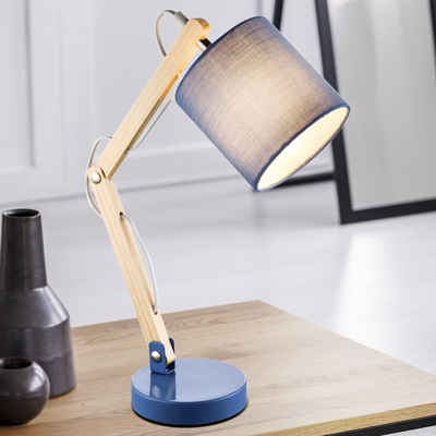 etc-shop LED Schreibtischlampe, Leuchtmittel nicht inklusive, Tisch Leuchte Holz Gelenk Wohn Zimmer Beleuchtung Lese Beistell Lampe