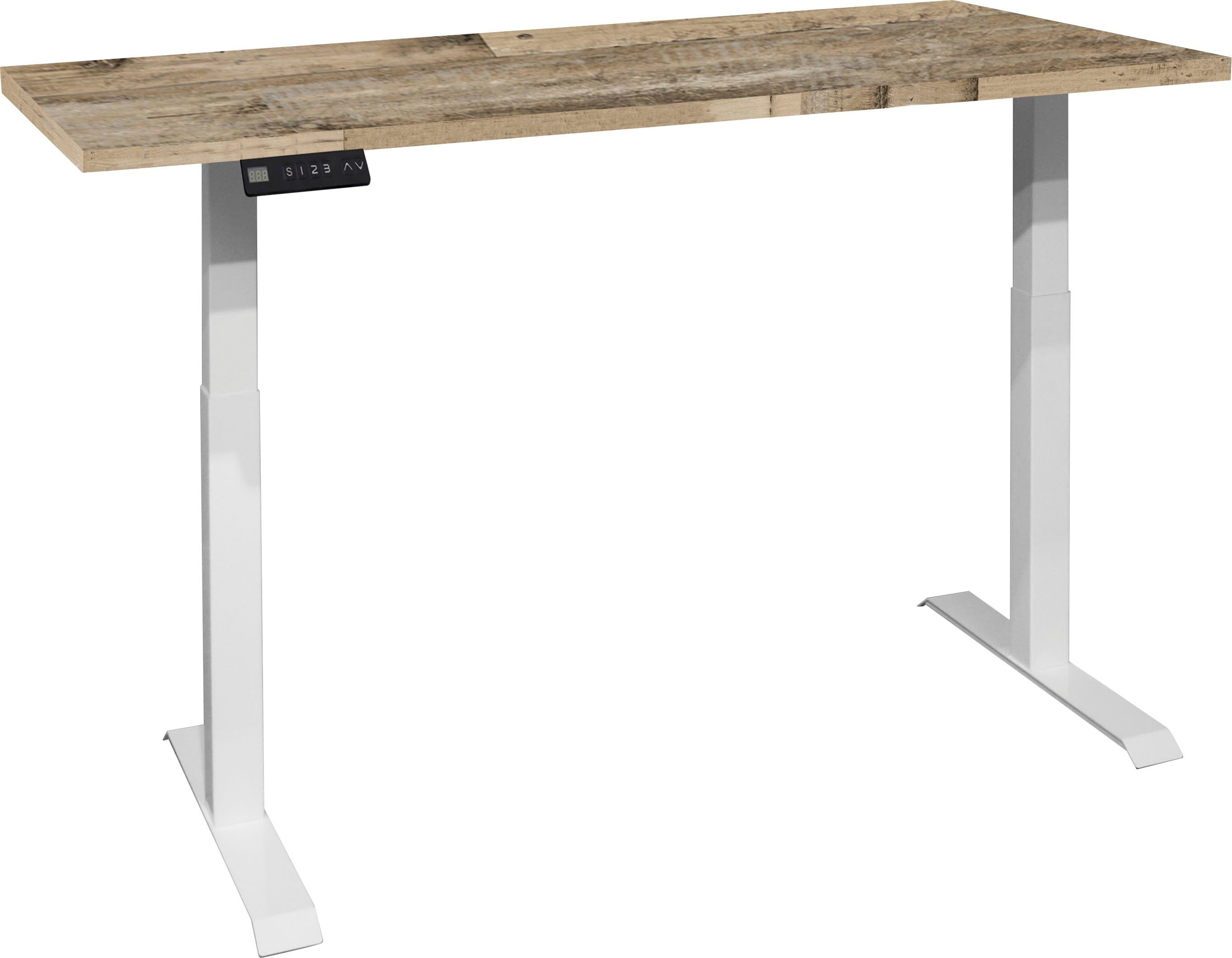 Mäusbacher Schreibtisch Big System Office, Breite 180 cm, elektrisch höhenverstellbar weiß matt / drift wood | drift wood